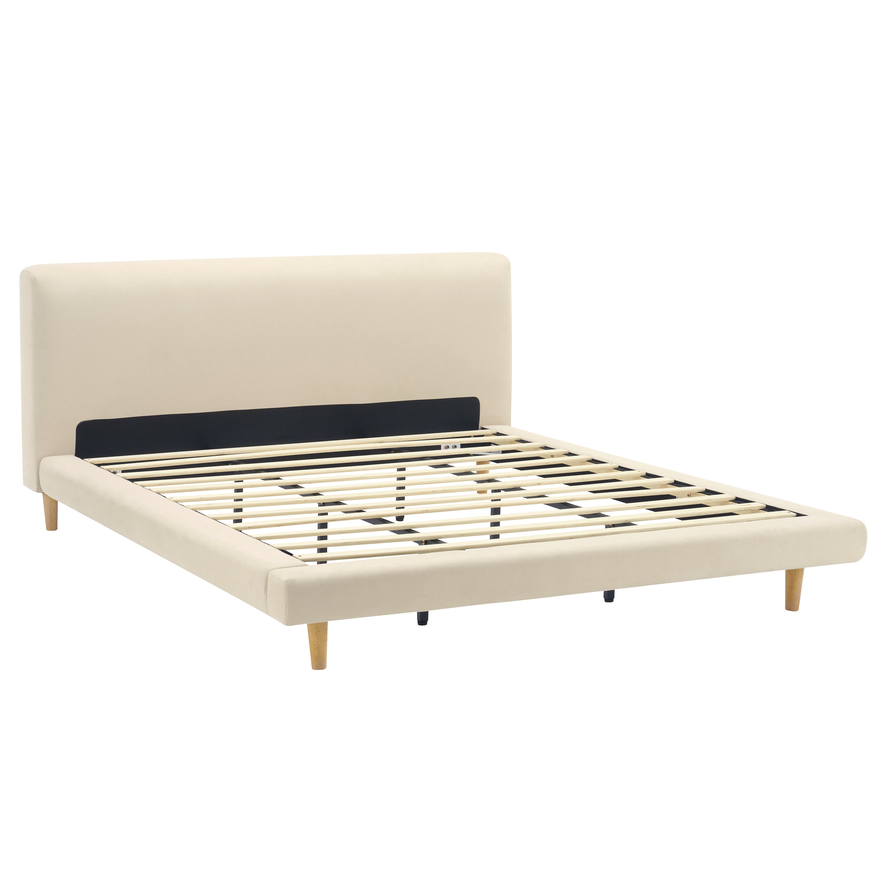 Beige Upholstered Bed Frame with 800 lb Capacity