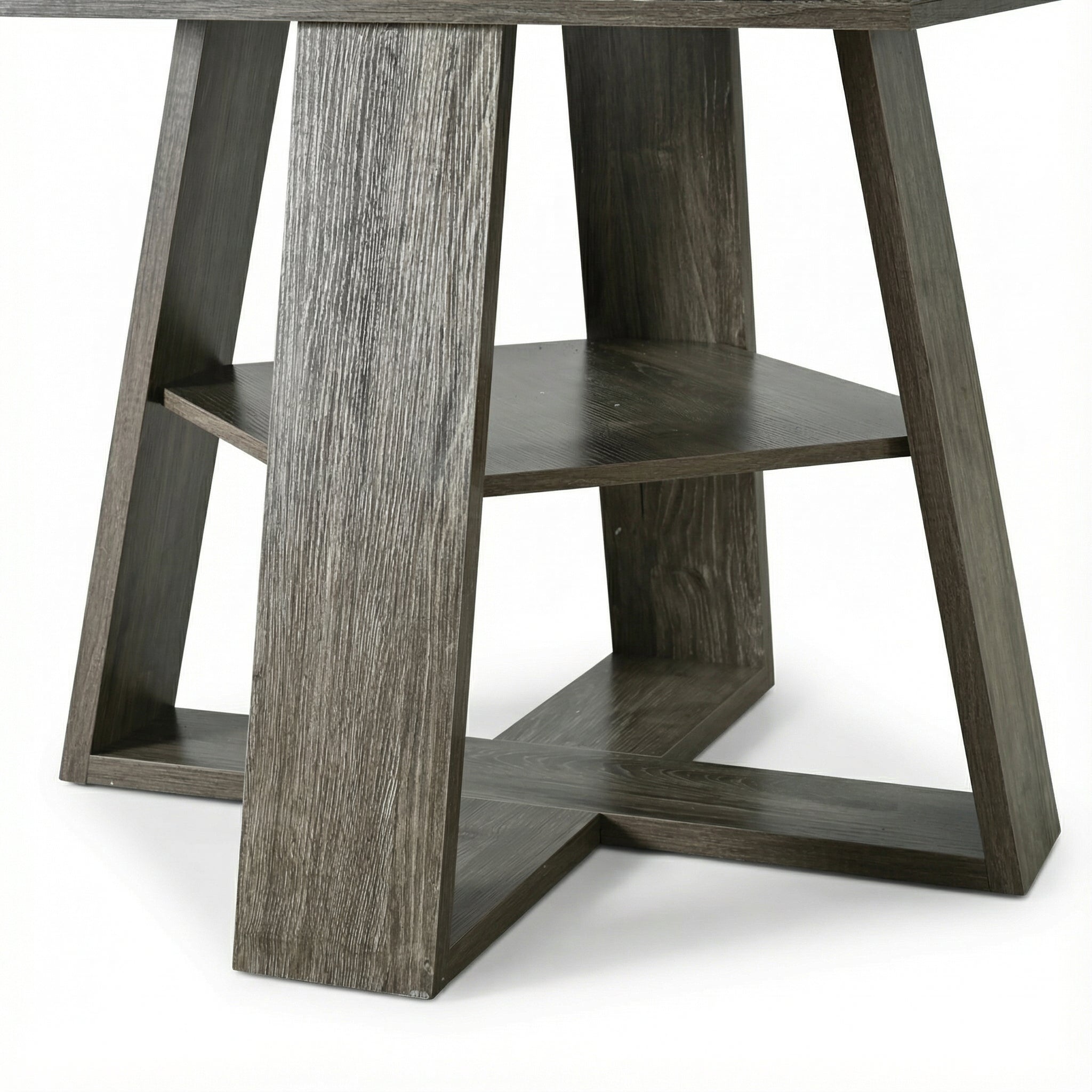 Close-up of the metal slide rails and lock latch under the tabletop