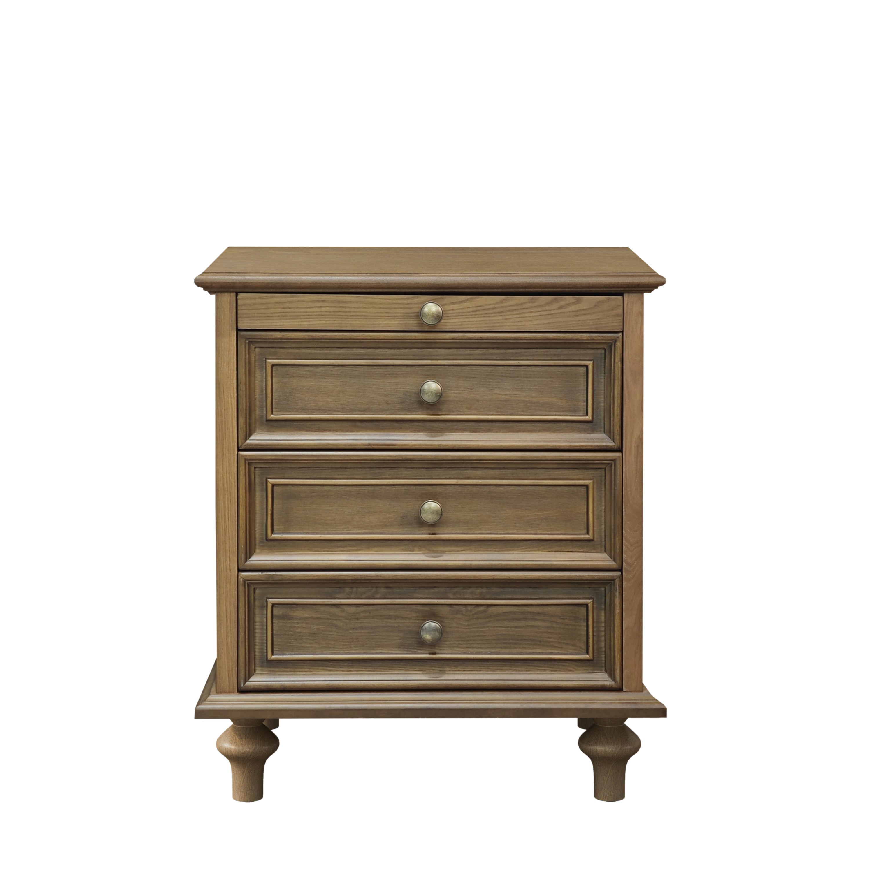 Ash Wood Nightstand Set of 2 with 4 Drawers, Light Brown