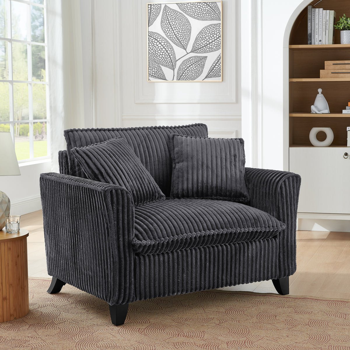 Gray Corduroy Accent Chair, Plastic Legs