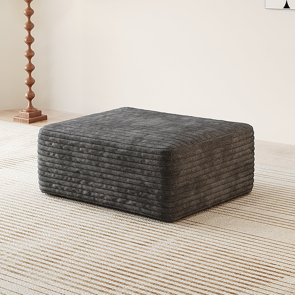 Dark Gray Corduroy Ottoman, 37.4 in