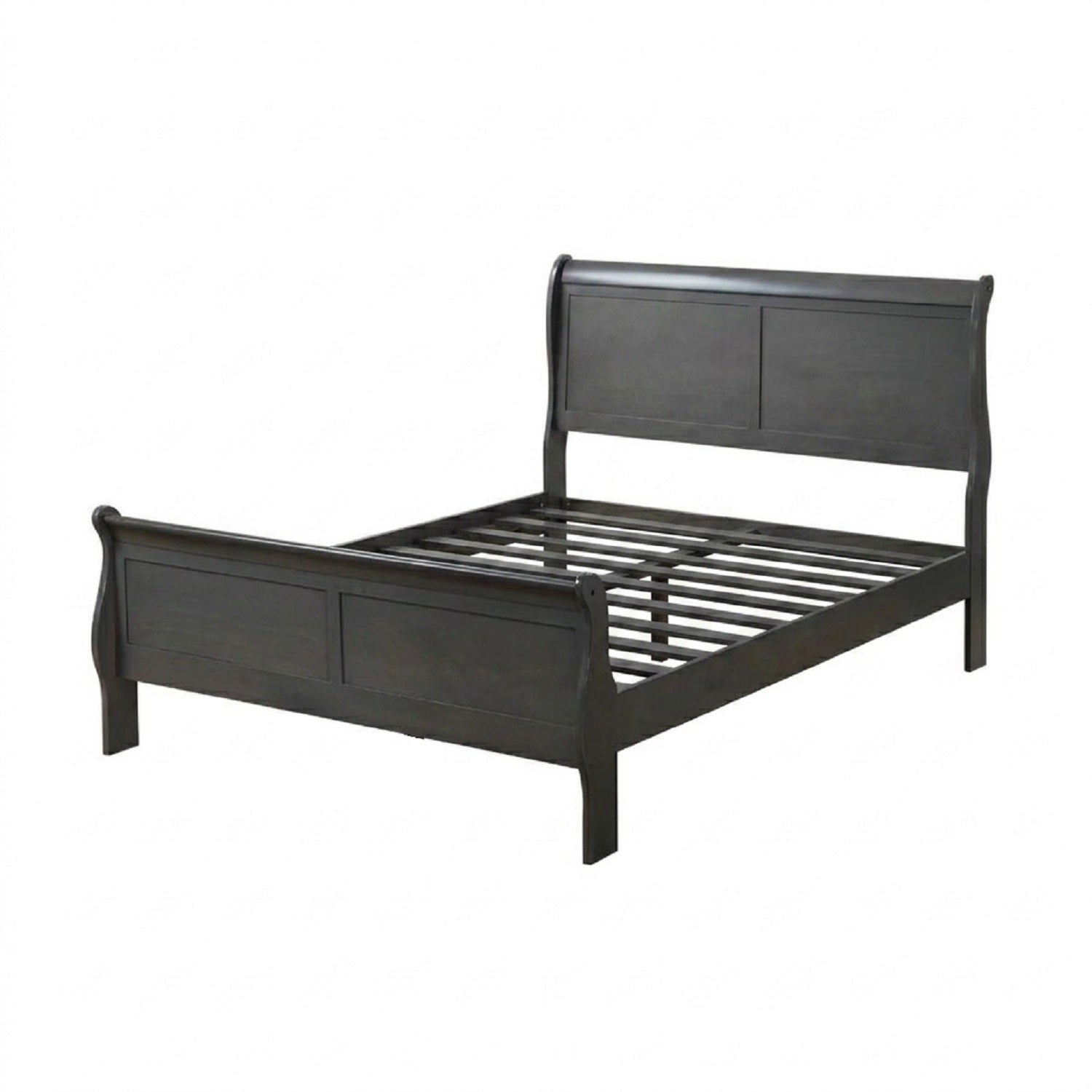 Twin Sleigh Bed, Solid Wood Frame in Gray