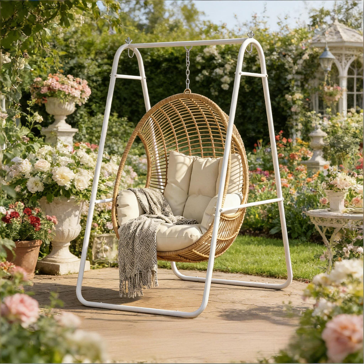 White Metal Hammock Chair Stand