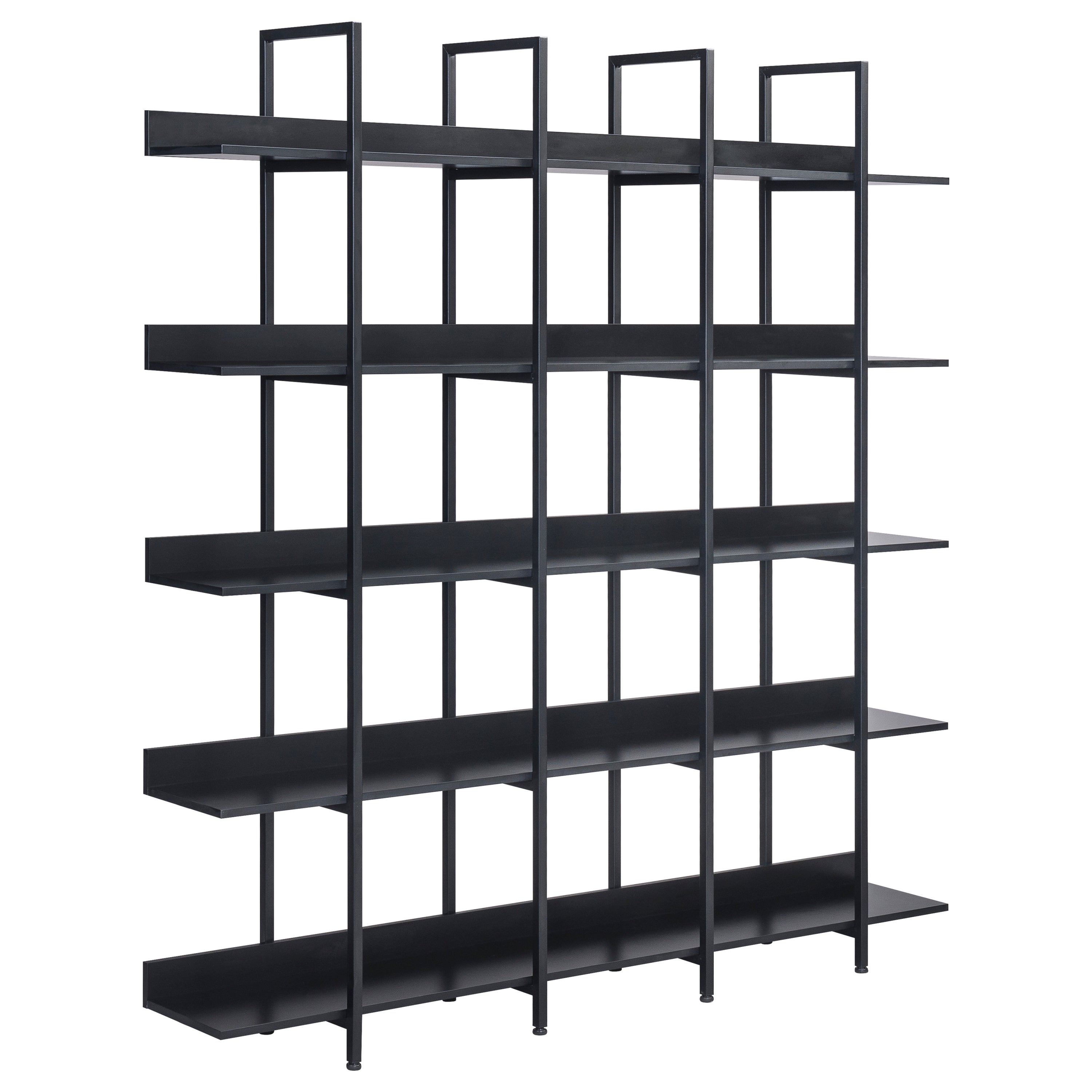 Industrial Bookcase, Bookshelf, 70.9 in, Black, 10.2 in Deep