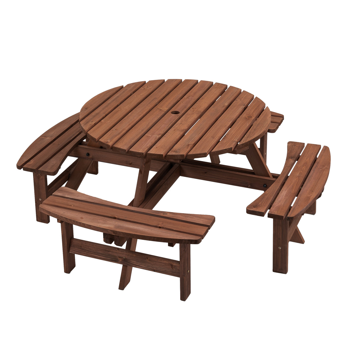Brown Solid Wood Picnic Table, 70.1 in Wide