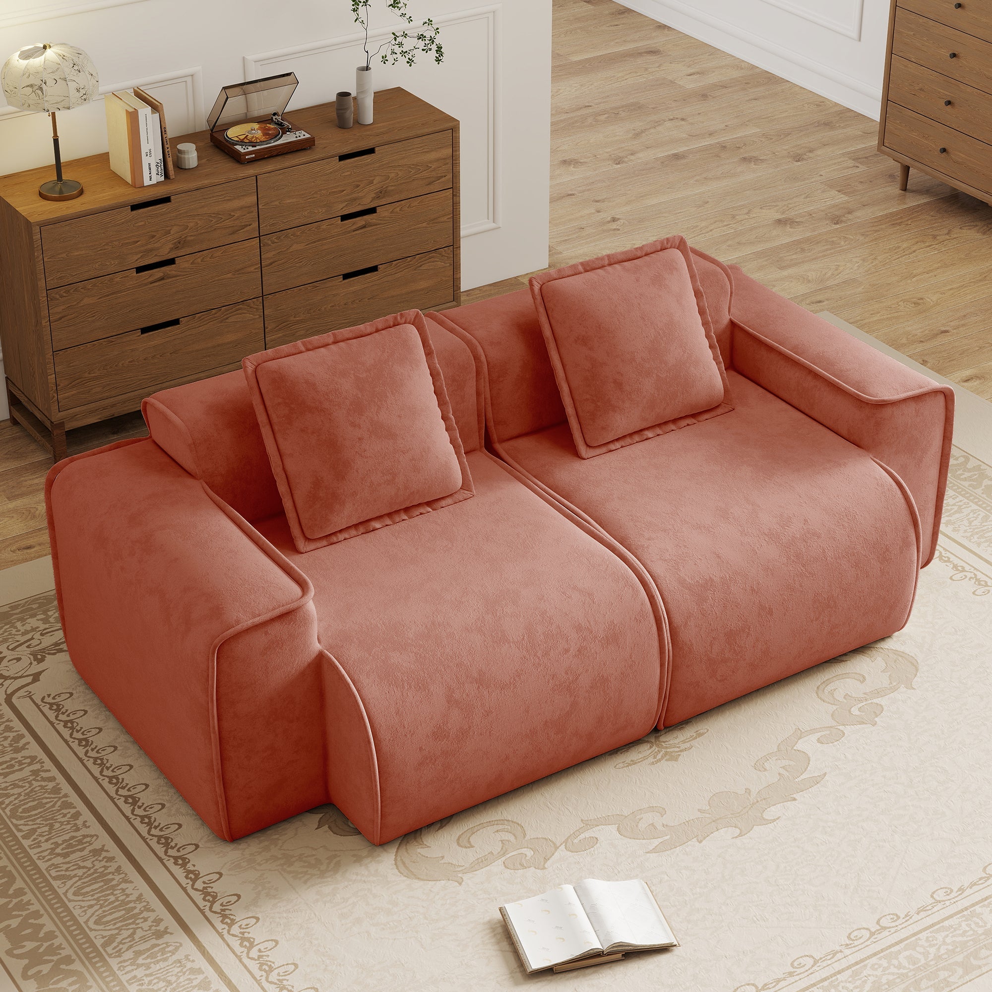 Seneca 2-Seat Boneless Couch in Terracotta #OttOnly_0 #Color_Terracotta