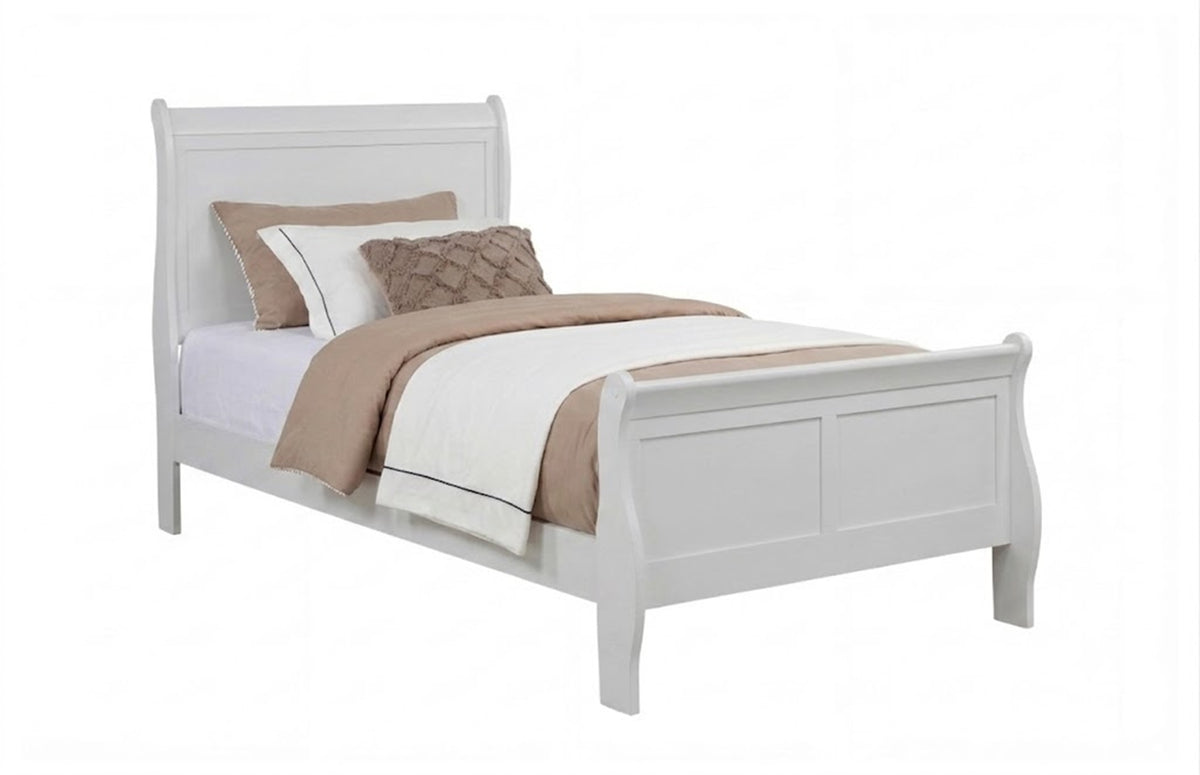 Twin Sleigh Bed for Kids, Louis Philippe Style, Greige