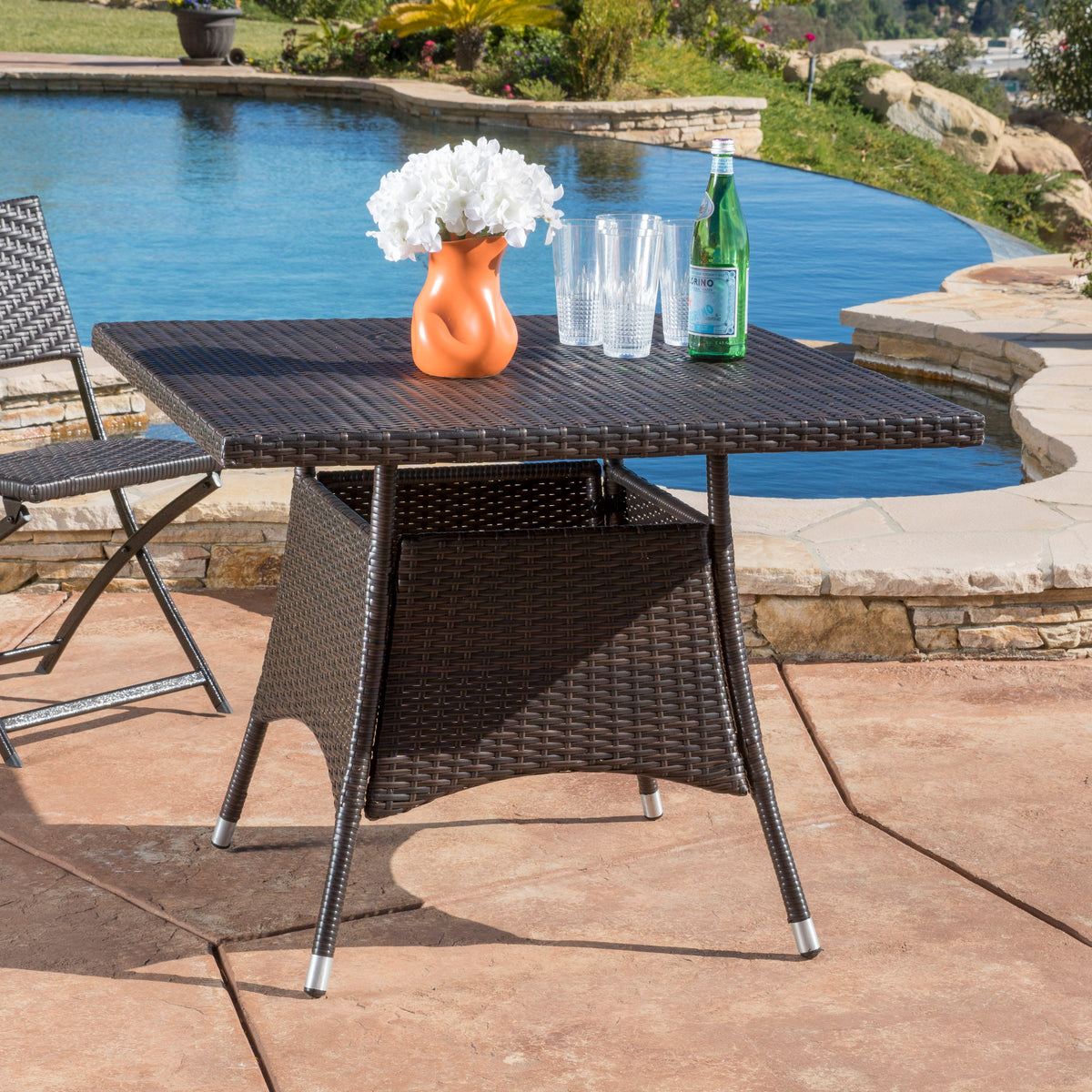 Brown Outdoor Dining Table, 37.5 in Wide