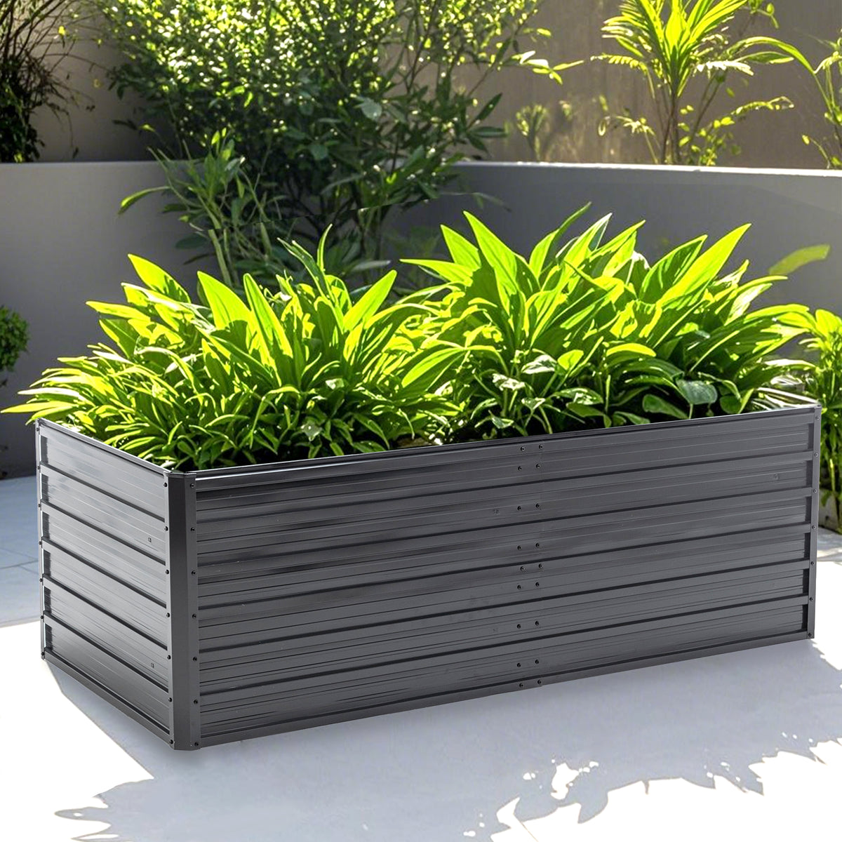 3x6 ft Black Metal Raised Garden Bed, 25.2 in Tall