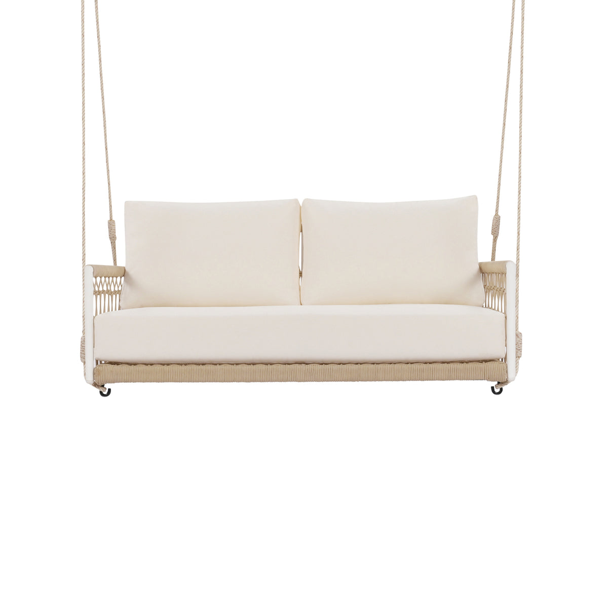 Metal Porch Swing for 2, Beige Cushion
