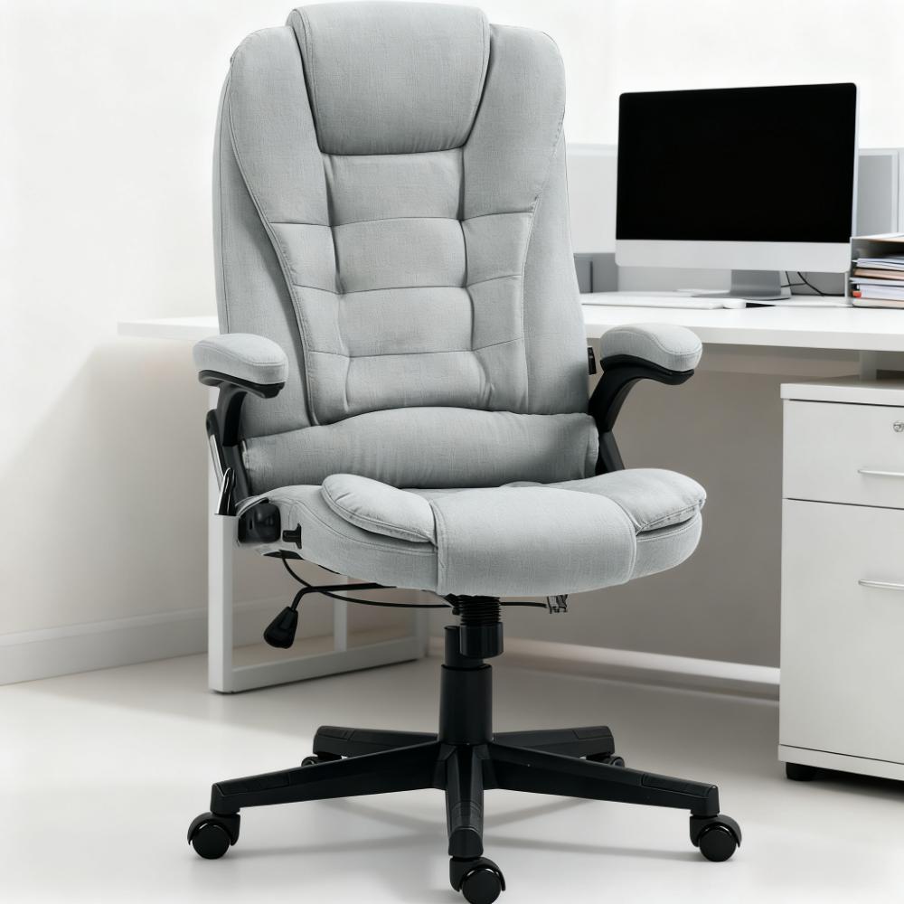 Massage Lumbar Support Office Chair, 264 lb Capacity, Grey, 47.3 in Tall