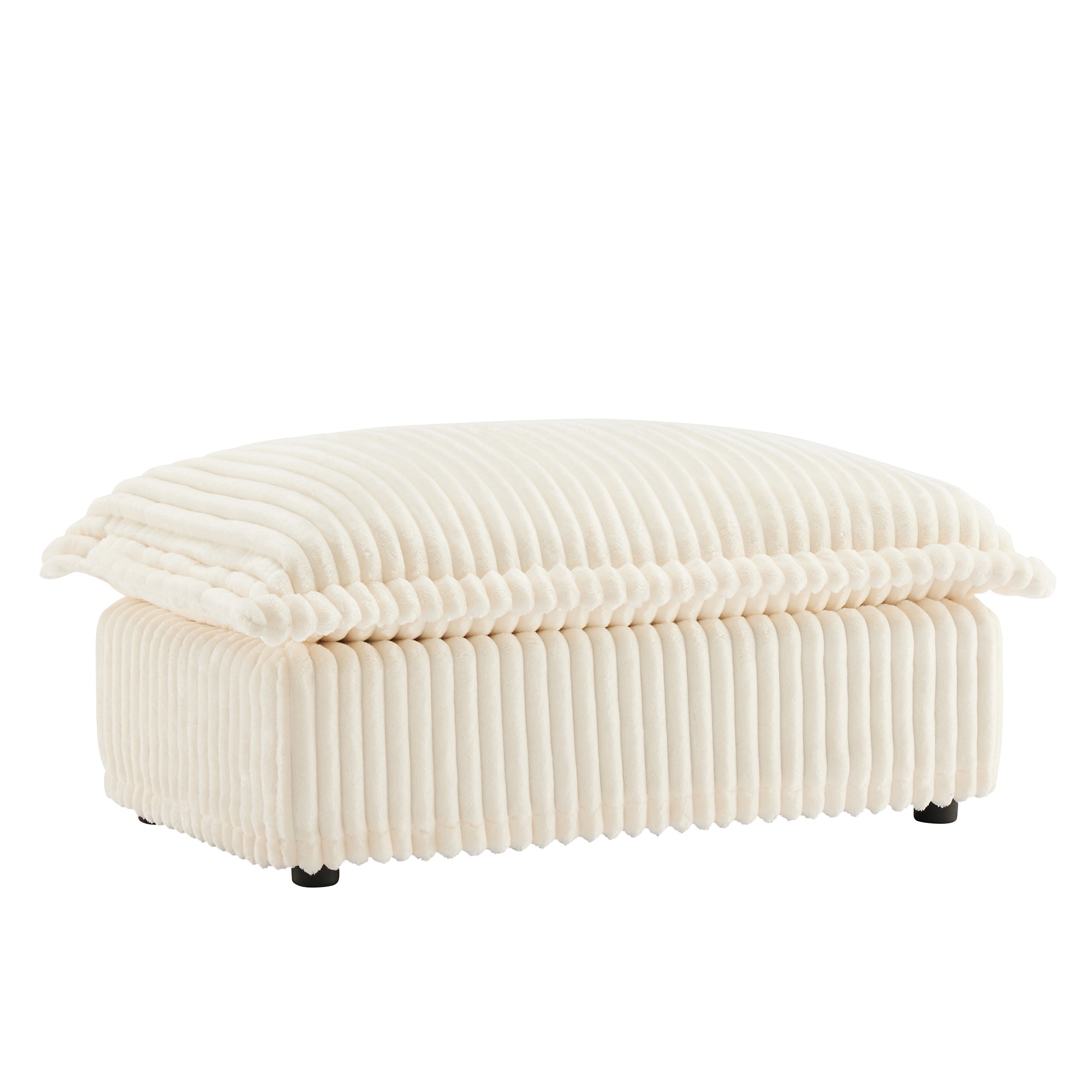 Fluffy Ottoman in Corduroy Cream #Fabric_Corduroy Cream