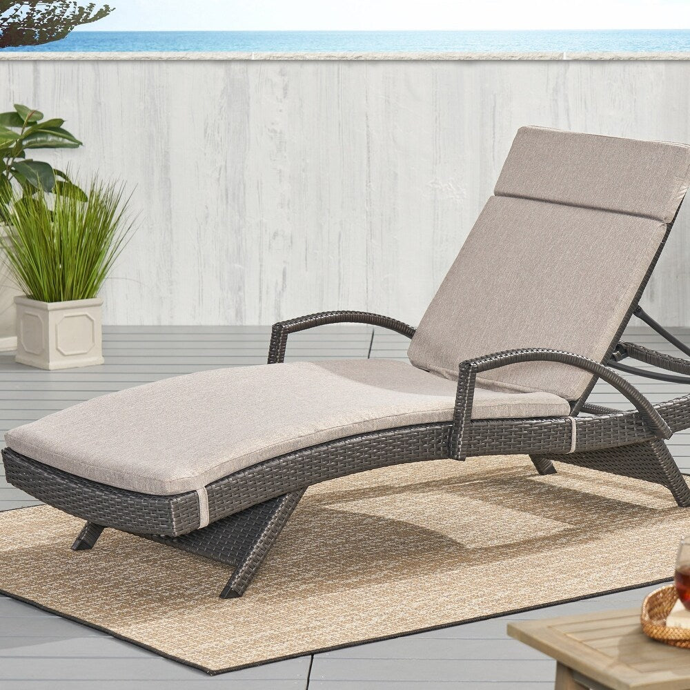 Charcoal Outdoor Chaise Lounge Cushion, Set of 2