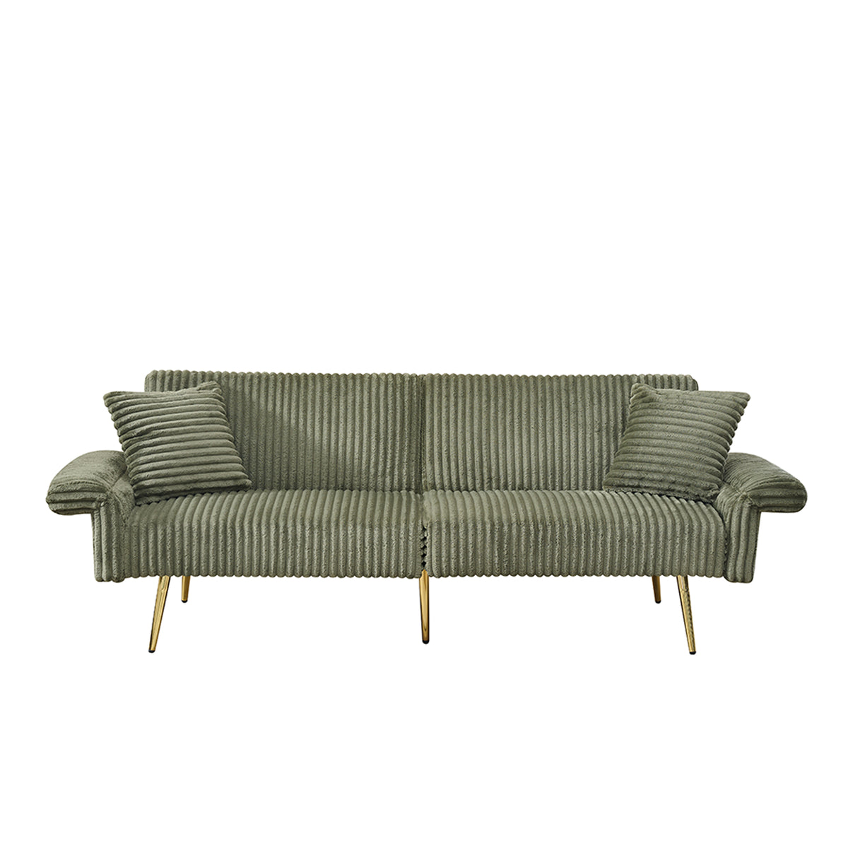 Green Corduroy 2-Seat Sleeper Sofa, 79 in Wide