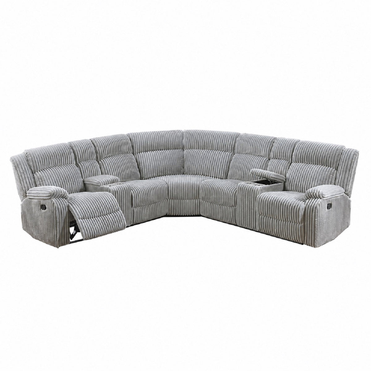 Gray Corduroy Reclining Sectional, Ash