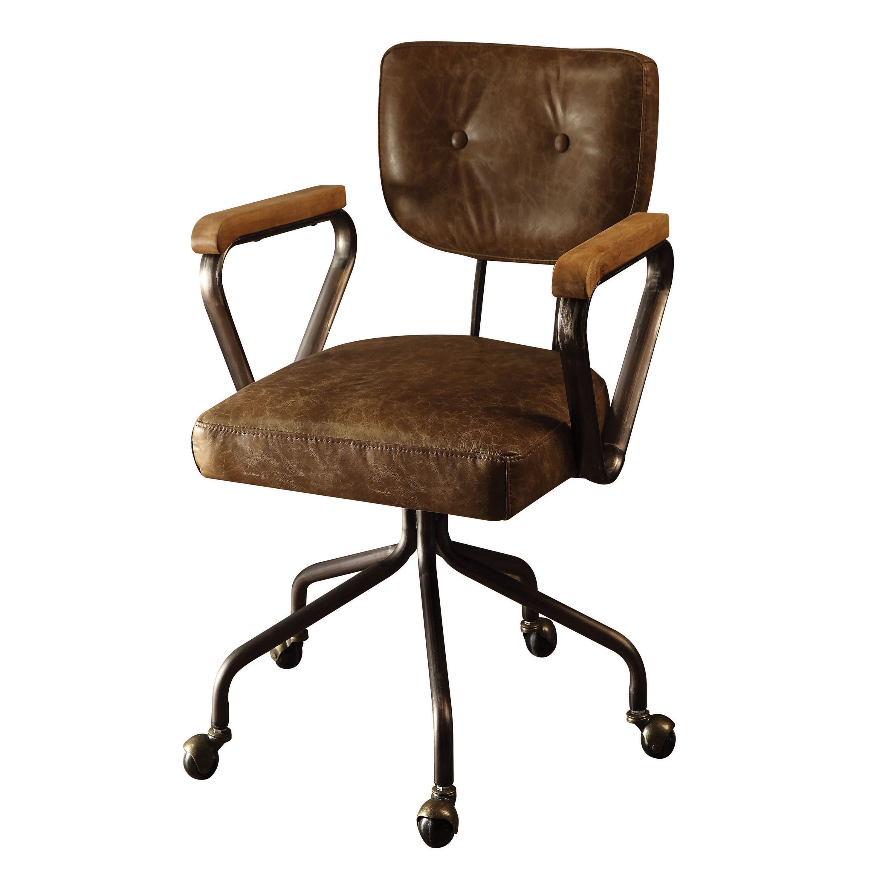 Vintage Office Chair, 25.5 in, Brown