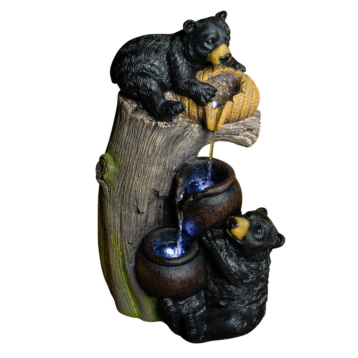 Brown Gray Resin Outdoor Water Fountain, 23.6 in Tall