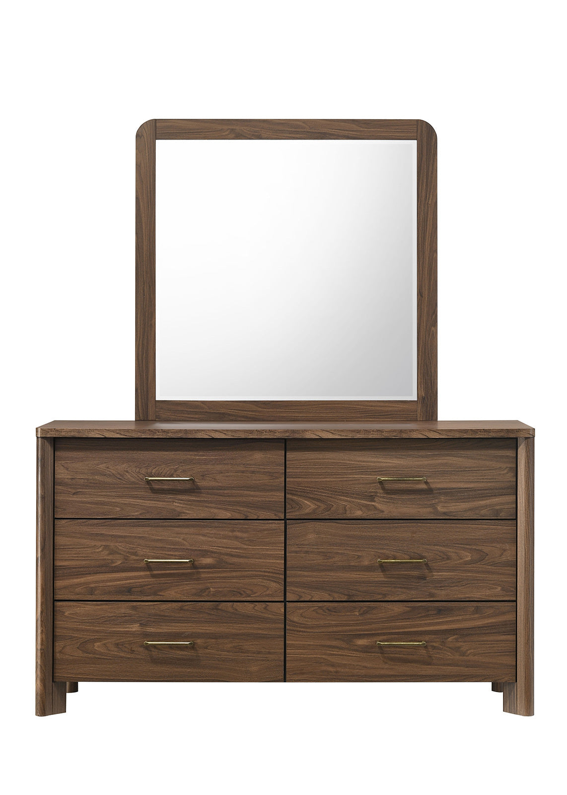 6-Drawer Walnut Dresser, Mid-Century Modern, 60 in Wide