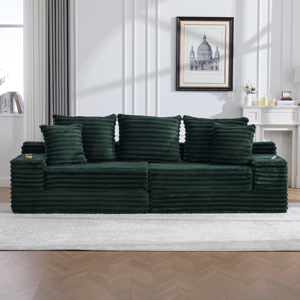 Emerald Corduroy 4-Seat Sleeper Sofa, No Assembly, 107.5 in Wide