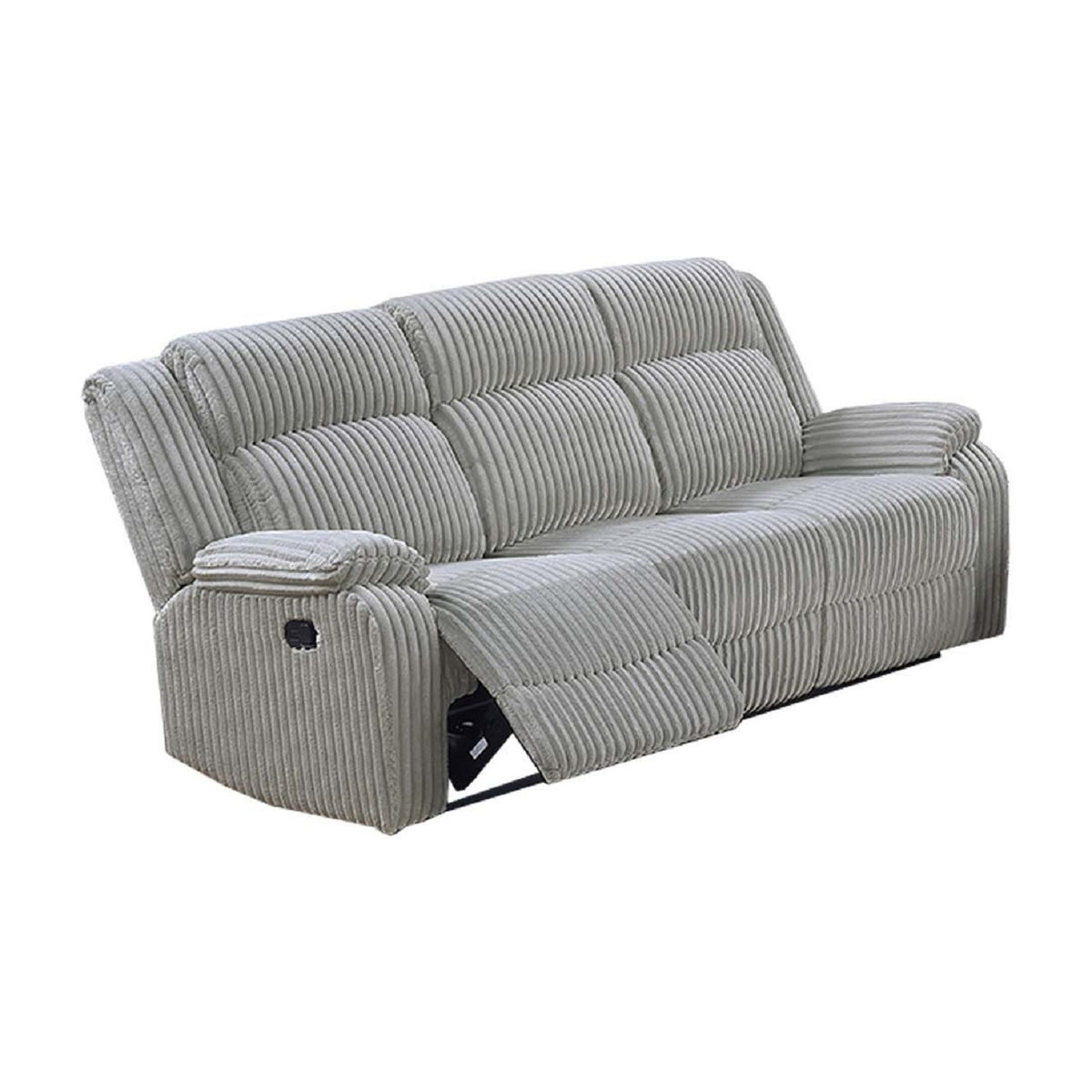 Gray Corduroy Reclining Sofa, 83 in Wide, Gray Ash