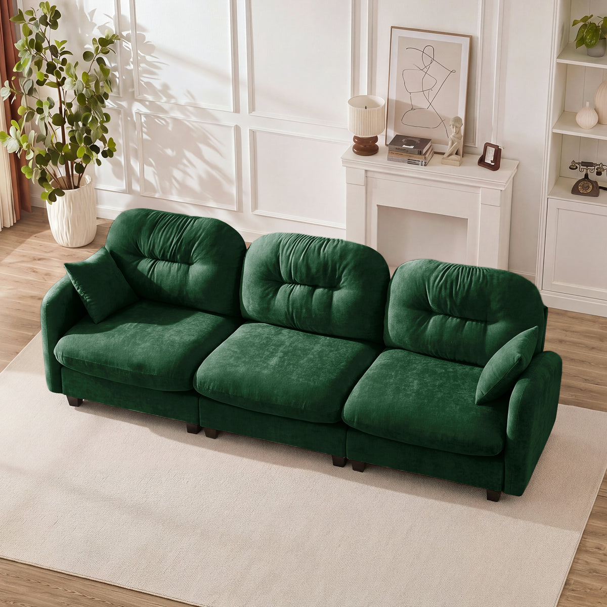 Green Chenille Modular Sectional Couch