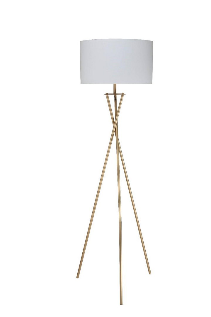Floor Lamp with Hourglass Metal Base, Mid-Century Style, Gold