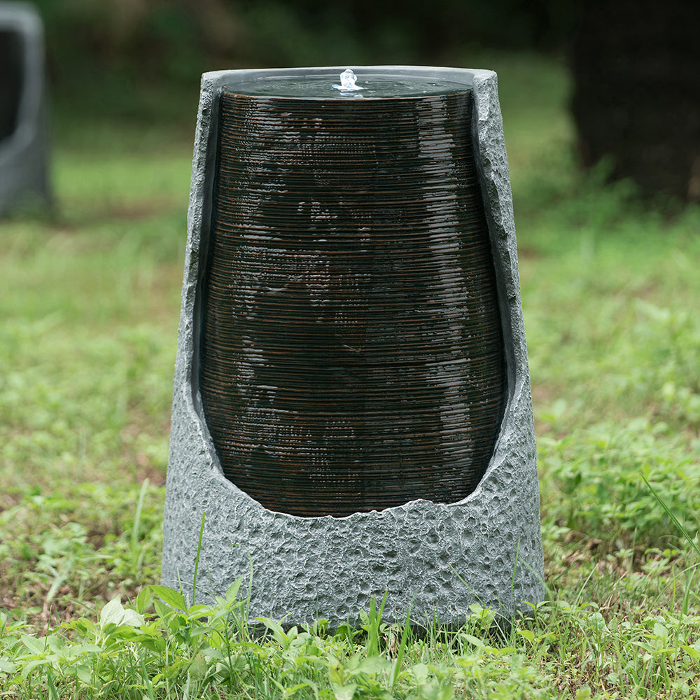 Gray Outdoor Water Fountain, 26 in Tall
