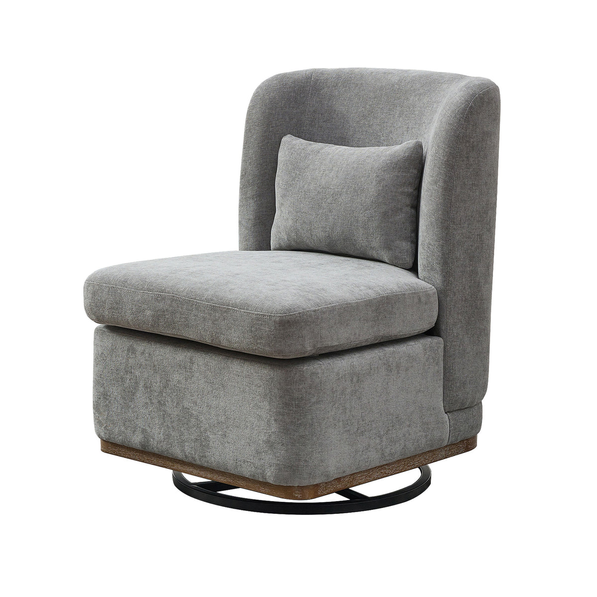 Gray Chenille Swivel Accent Chair