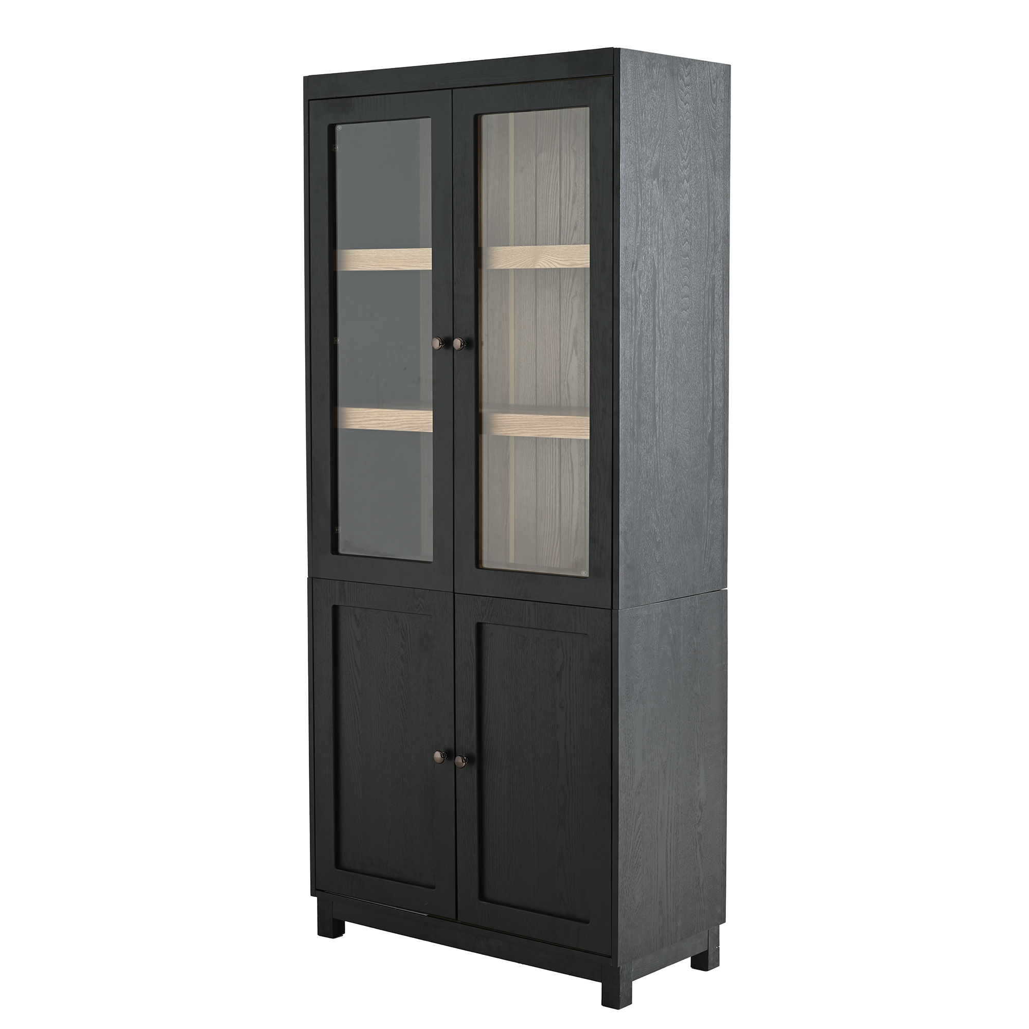 Office Desk with Doors and Adjustable Shelves, 32.8 in, Black