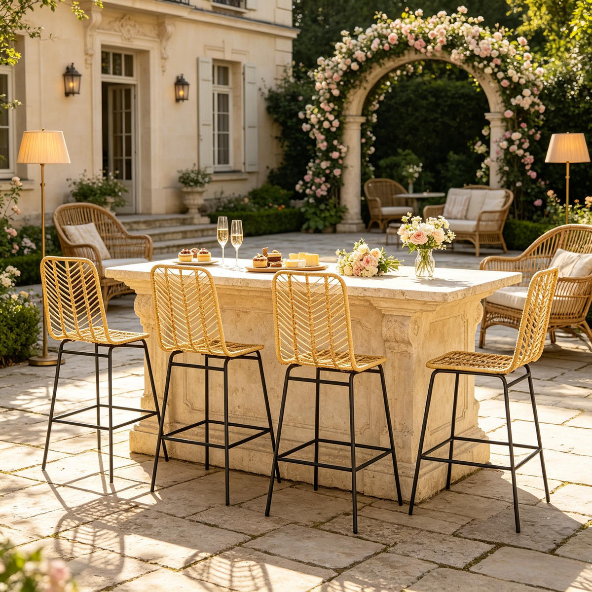 Metal Outdoor Counter Stool, Set of 4