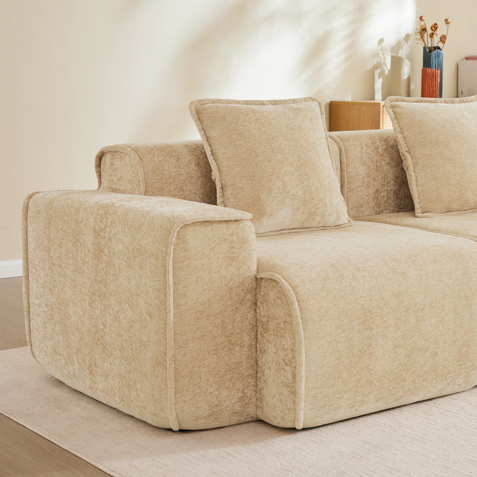Seneca 3-Seat Boneless Couch in Camel #Color_Camel