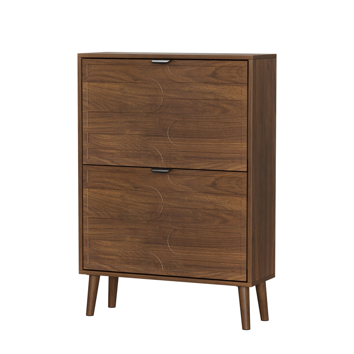 Walnut Shoe Cabinet, 23.6 in Wide, 38.6 in Tall
