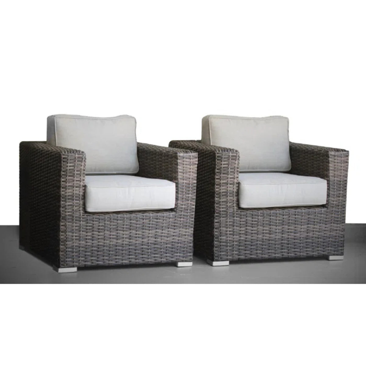 Wicker Patio Chair with Cushions, Set of 2