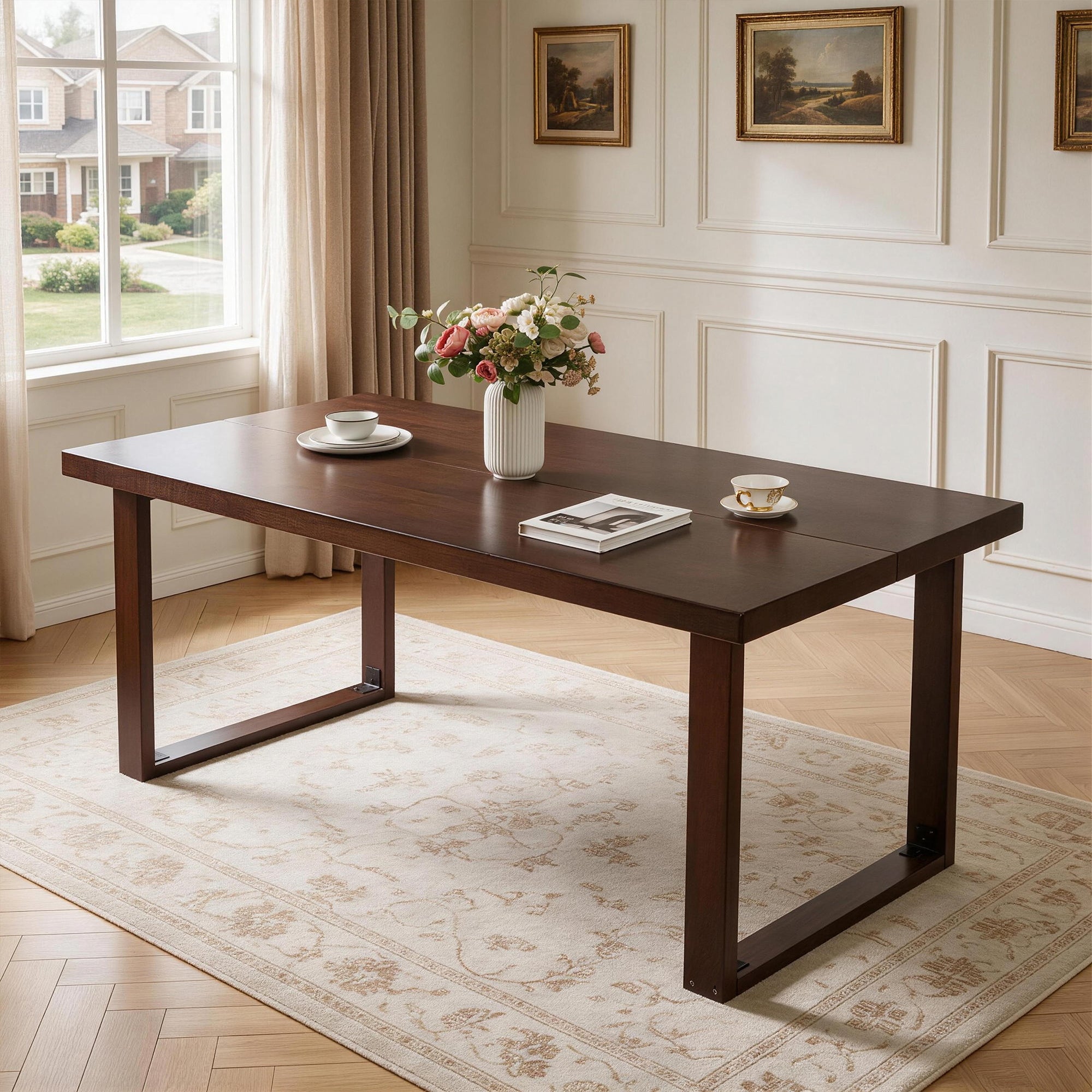 Modern Office Desk with Lock, 70.9 in, Walnut