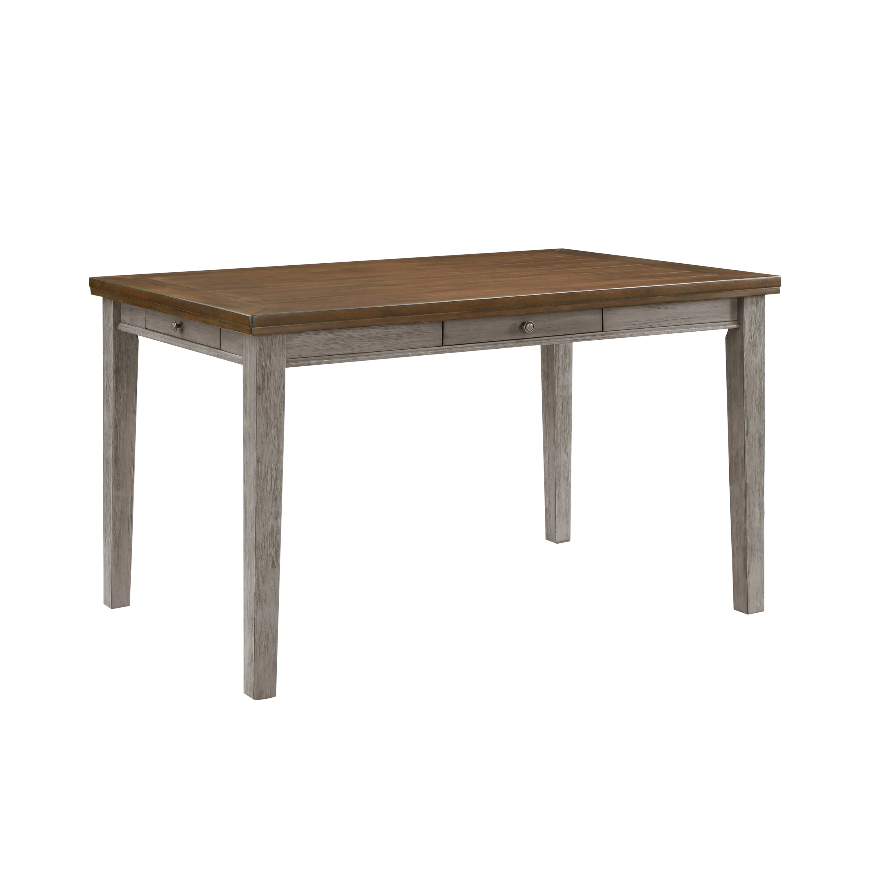 Counter Table, Two-Tone Wood 60-inch with 4 Drawers, Cherry and Gray