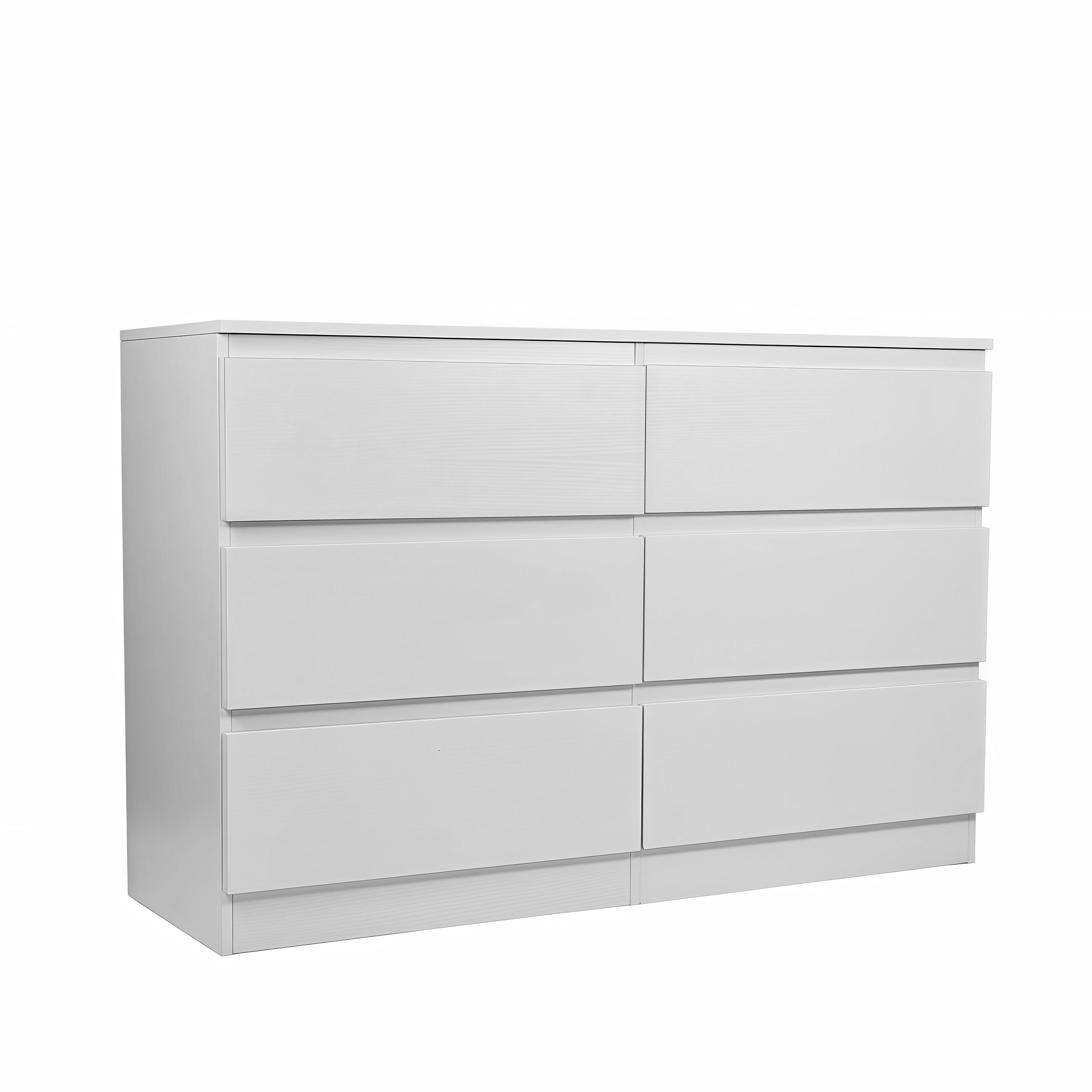 6 Drawer Dresser with Concealed Handles, 47in Wide, White
