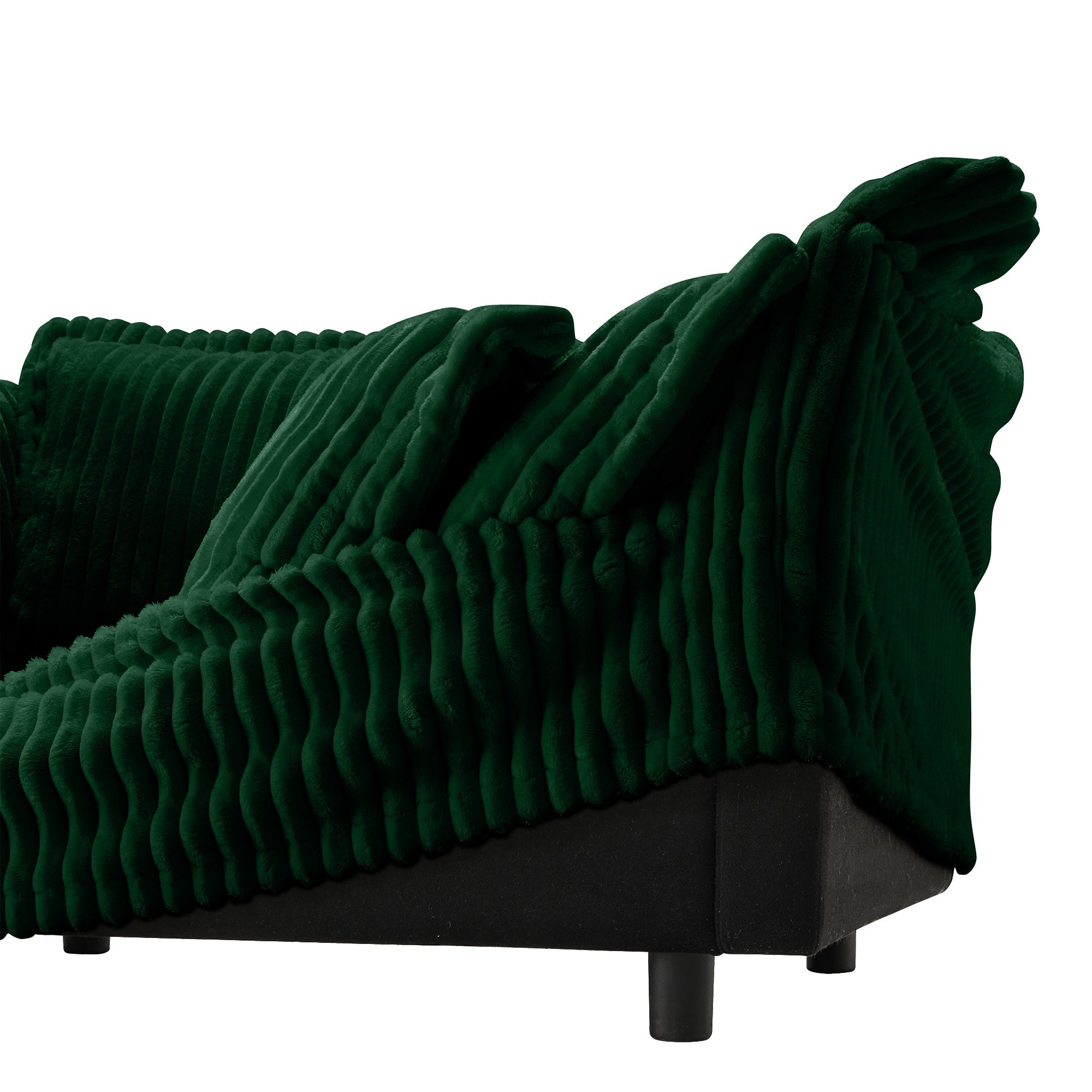 Fluffy 3-Seat Modular Sofa in Corduroy Emerald #Fabric_Corduroy Emerald