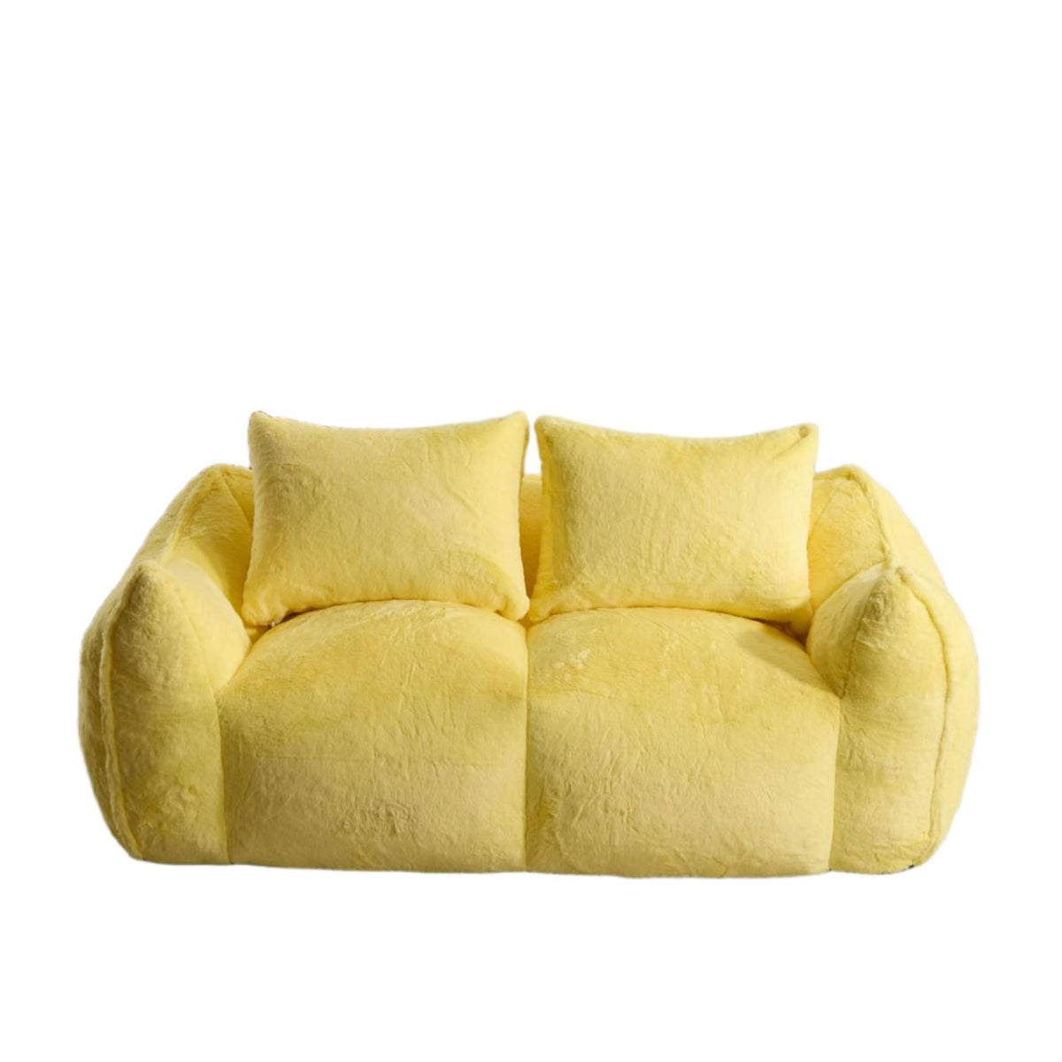 Yellow Faux Fur Bean Bag Sofa