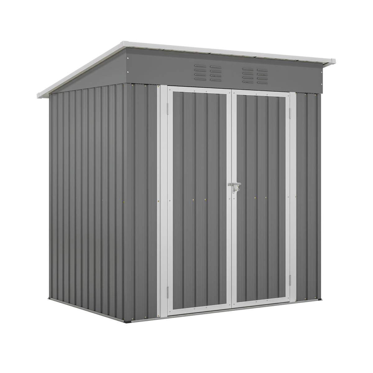 Gray Metal Storage Shed with Floor Frame