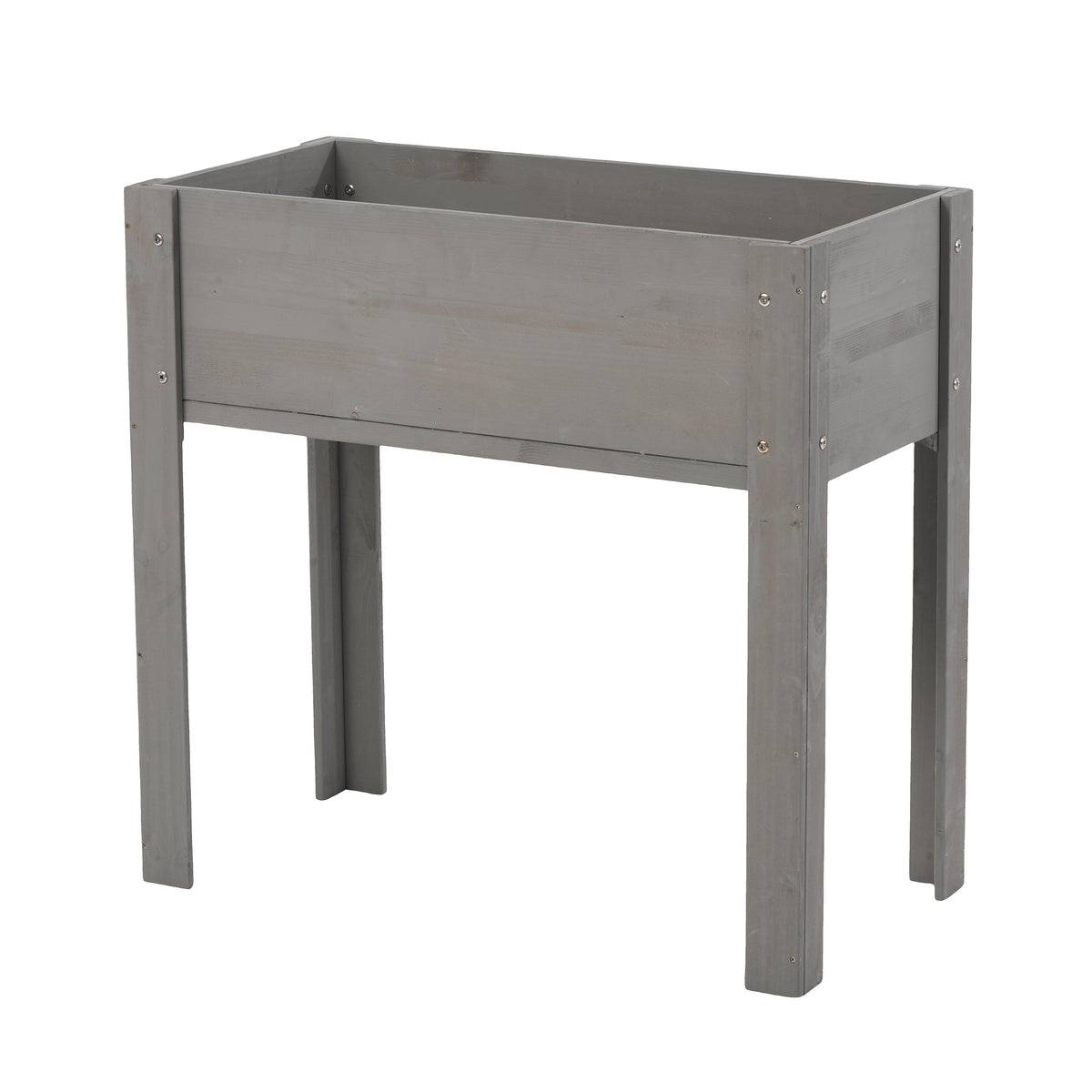 Gray Solid Wood Raised Garden Bed, 31 in Tall