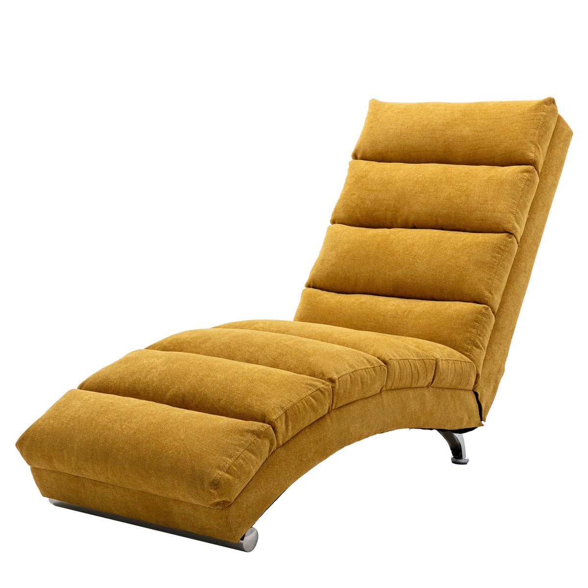 Mustard Linen Chaise Lounge Chair