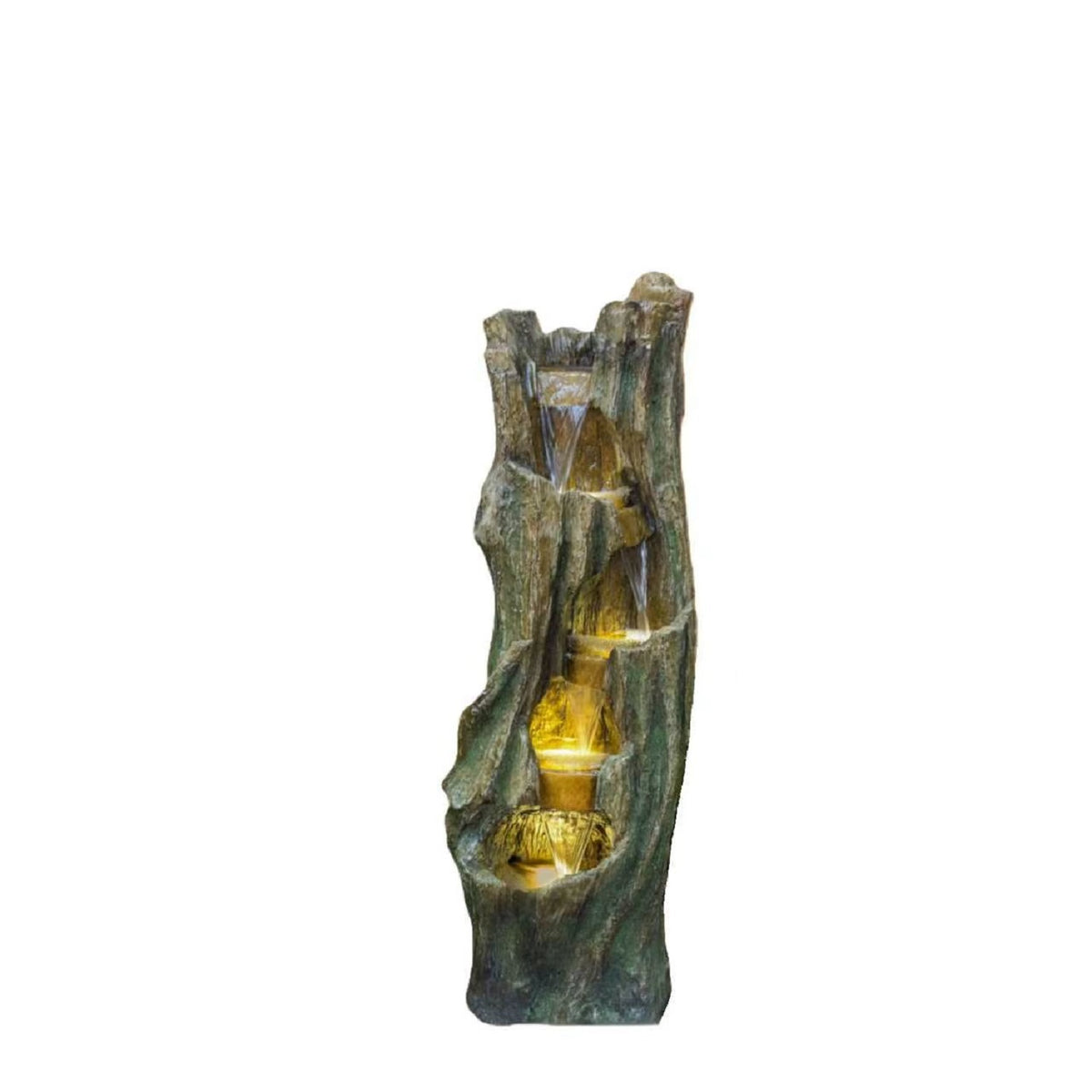 Gray Resin Outdoor Water Fountain, 39.4 in Tall, 11 in Deep