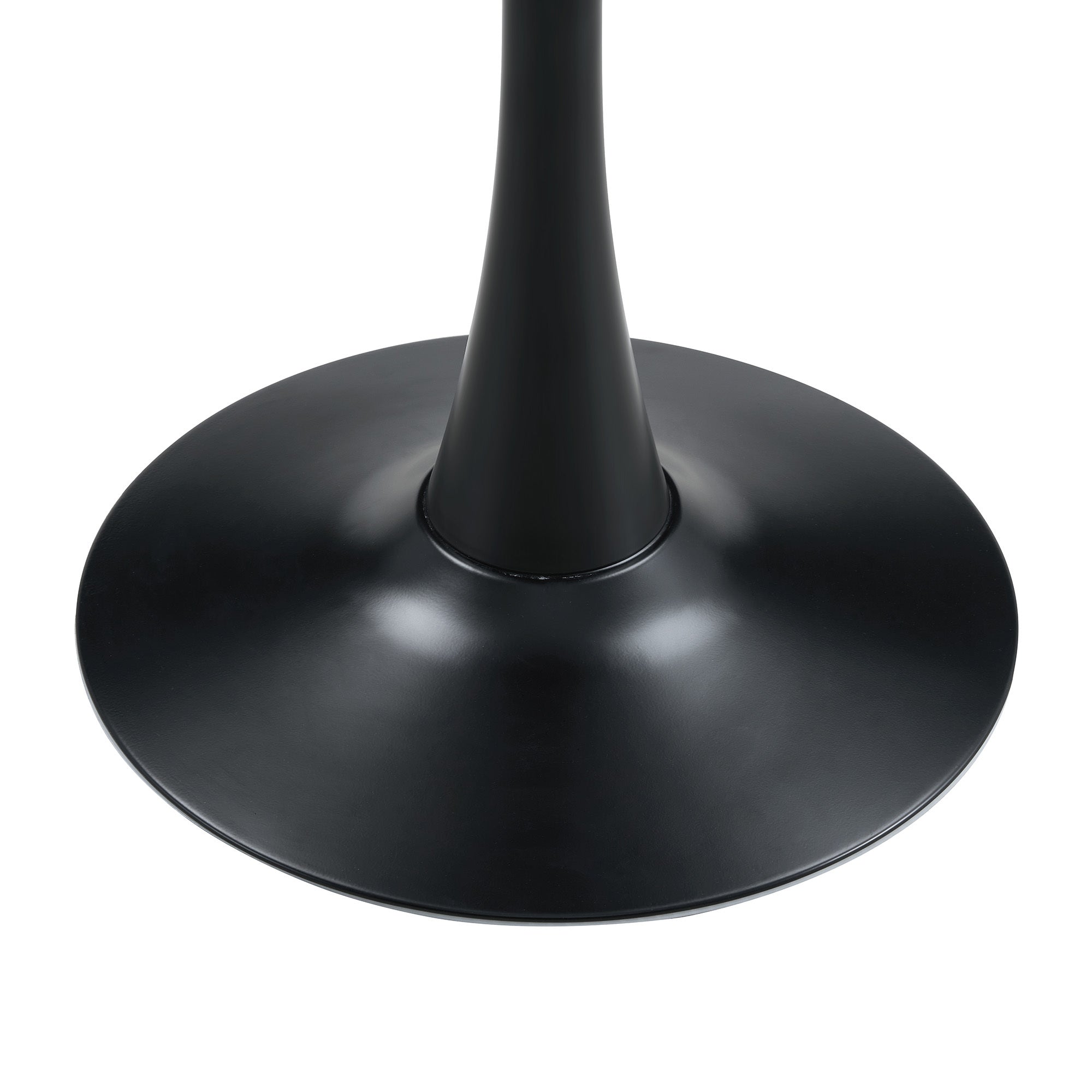 Close-up of the black tulip pedestal column and round base disc