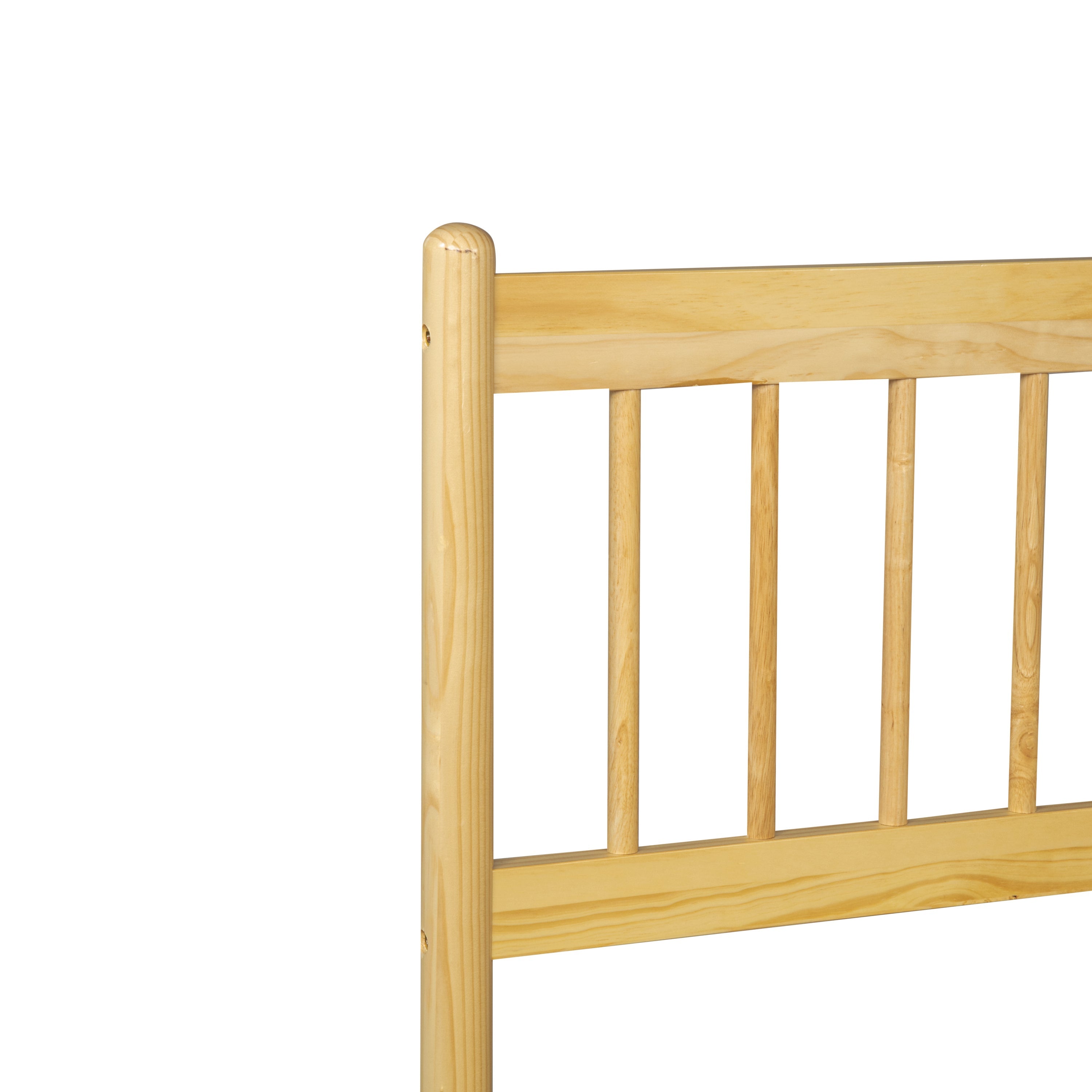 Close-up of the natural pine headboard top rail and spindles #Color_Natural