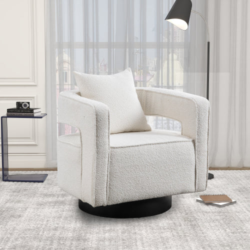 Ivory Boucle Swivel Accent Chair, Nursery