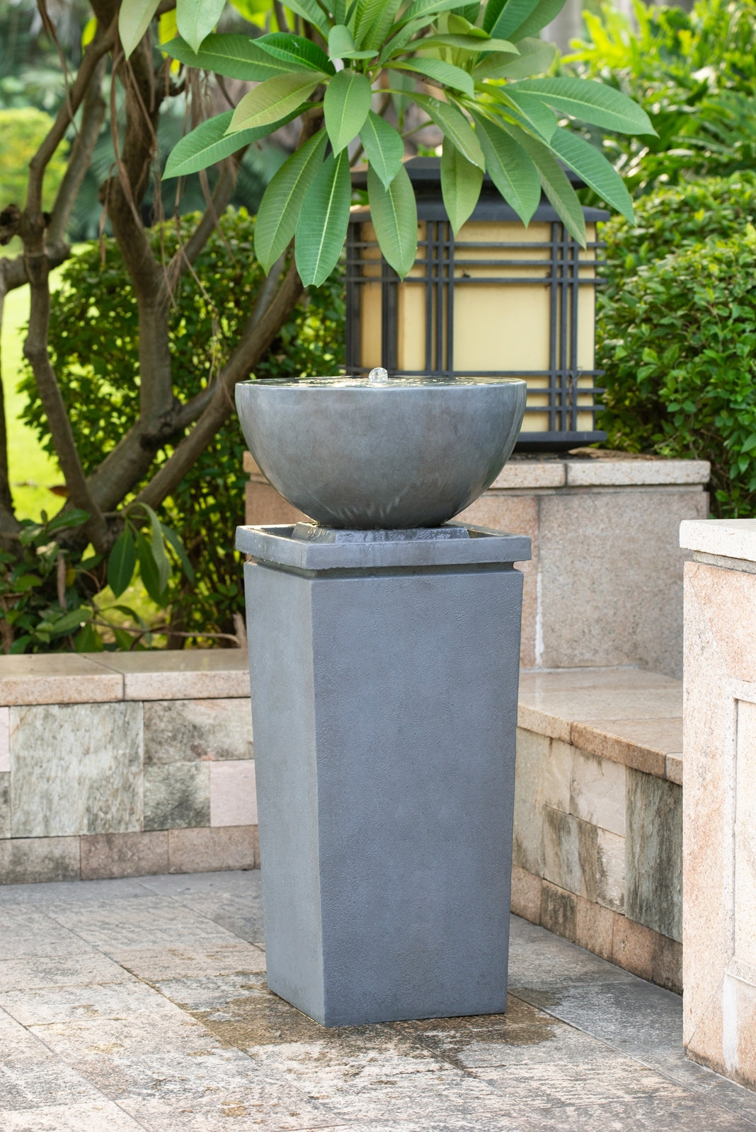Gray Outdoor Water Fountain, 44.5 in Tall
