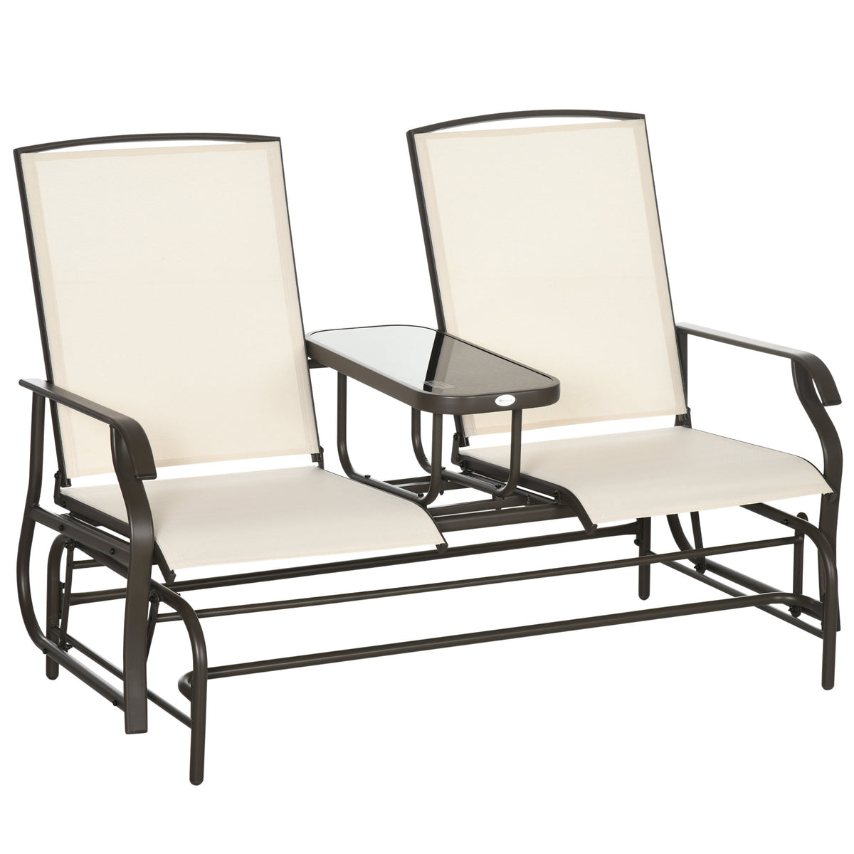 Beige Metal Outdoor Glider Bench, 40 in Tall