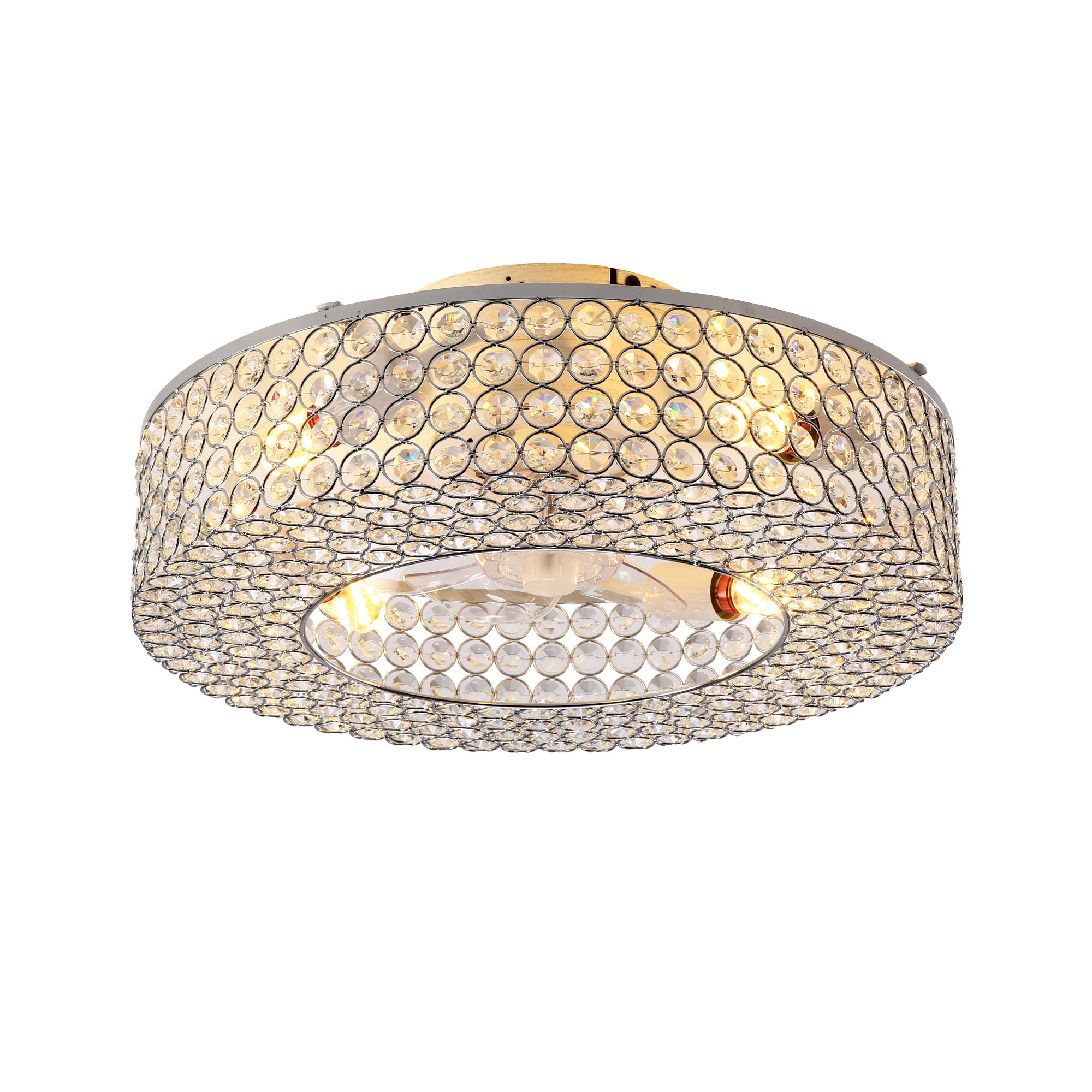 Chandelier Ceiling Fan, Crystal 26-Light, White