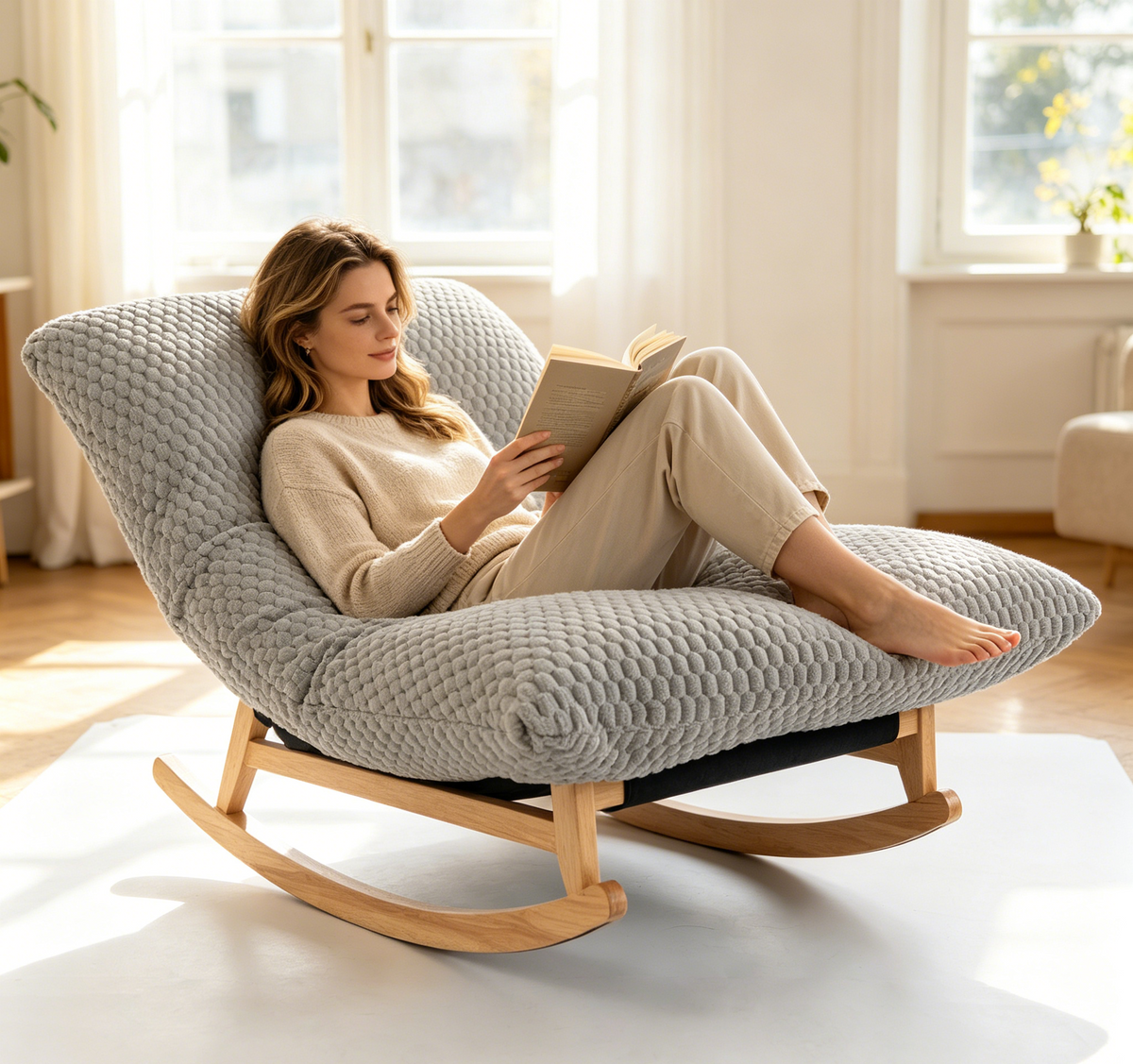 Light Gray Corduroy Bean Bag Chair