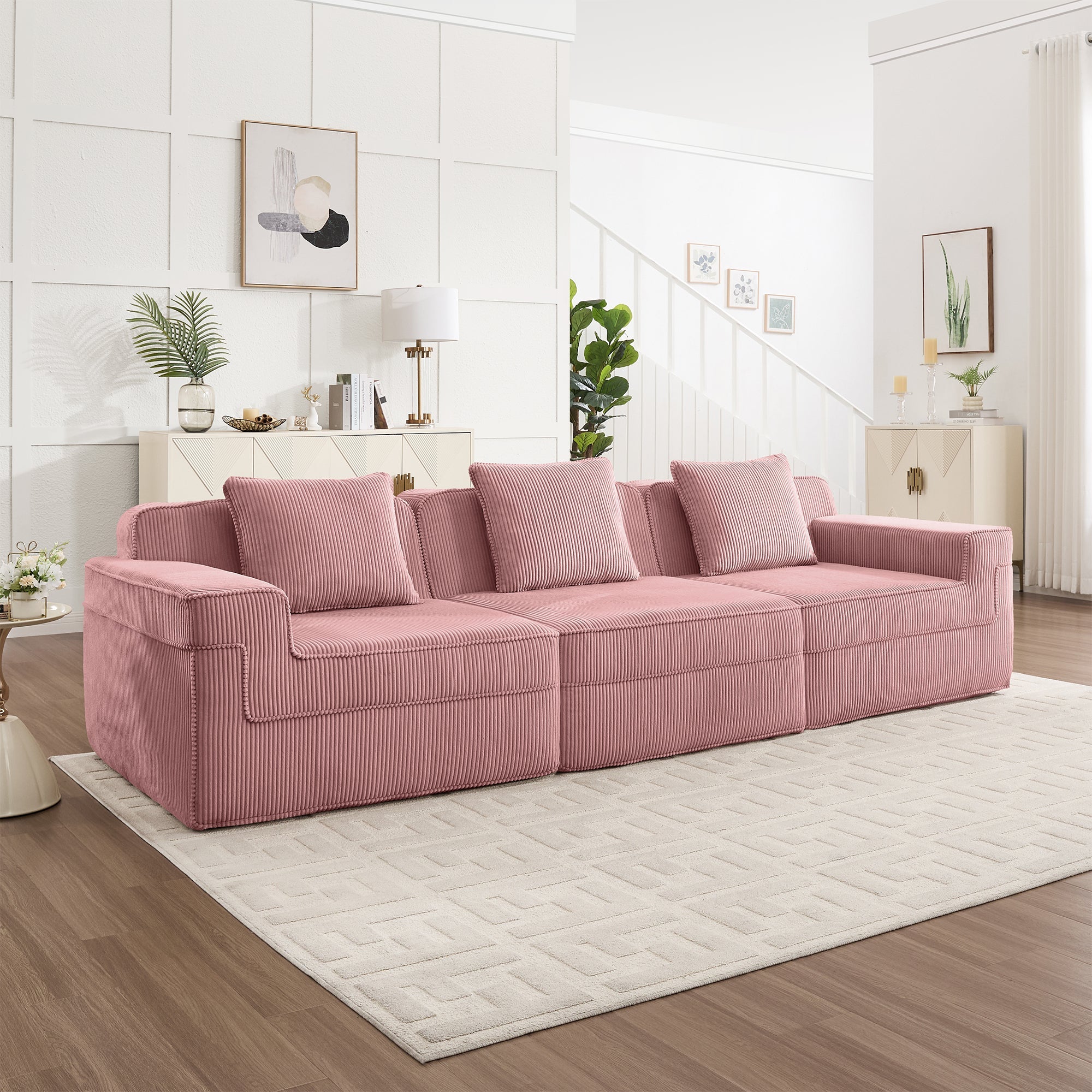 Hudson 3-Seat Boneless Couch in Pink #OttOnly_0 #Color_Pink